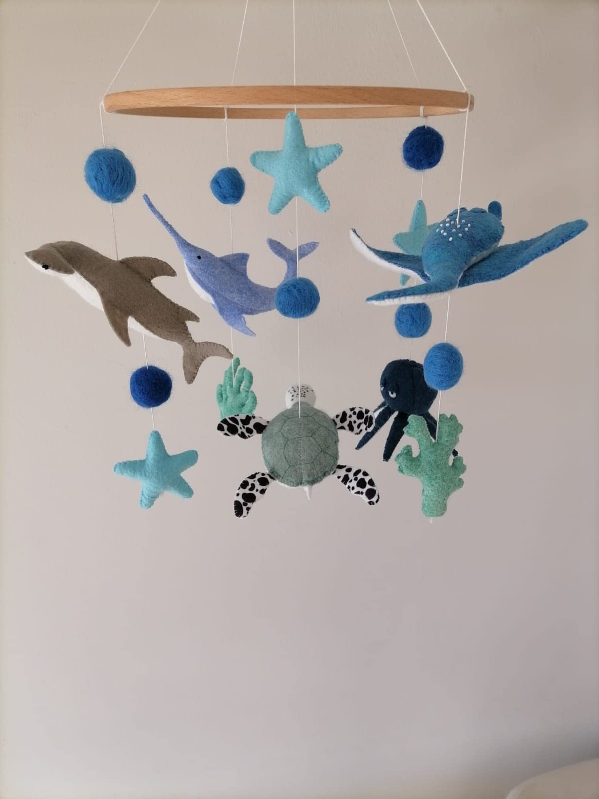 Ocean-Themed Baby Crib Mobile - Nautical Nursery Decor with Sea Animals, Blue Felt Mobile for Boys, Perfect Baby Shower Gift | Ideal for Newborn Bedrooms & Coastal Nursery Themes