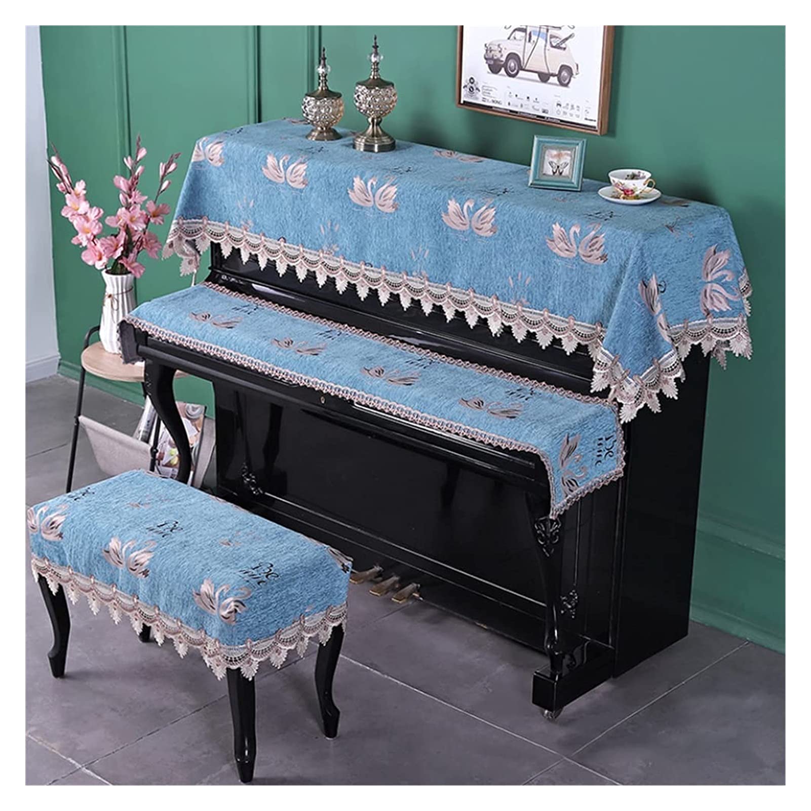 ACIYD Upright Piano Cover Set - Dustproof Protective Cover for Piano Top, Keyboard & Stool | Cute Piano Decor Dust Cover | Perfect for Home, Studio & Music Classroom Protection (Single Size)