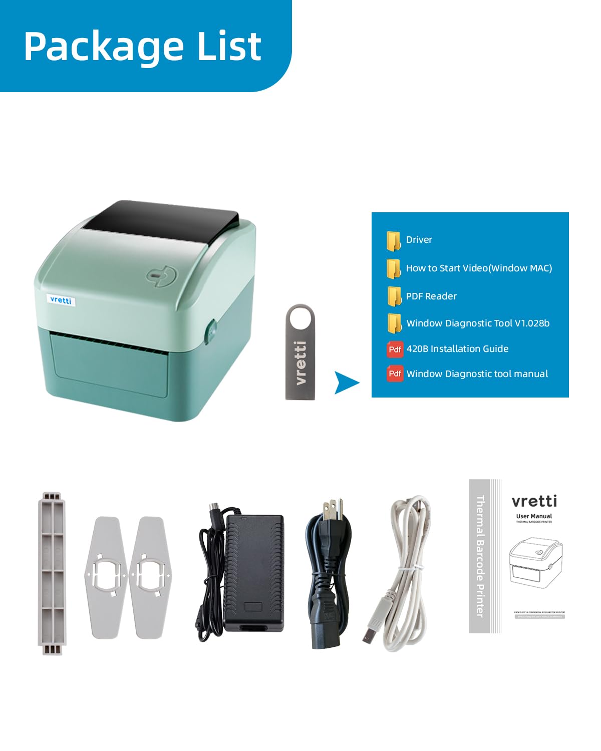 Vretti 4x6 420B Thermal Shipping Label Printer – Compatible with Amazon, eBay, Shopify, Etsy & UPS – Ideal for Small Business & E-commerce Shipping Labels (Home Office & Warehouse Use)