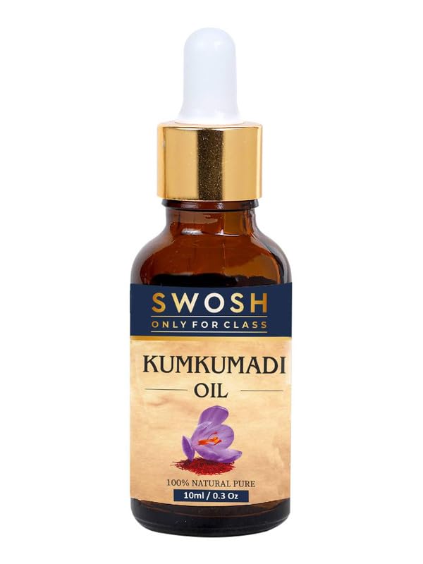 SWOSH Ayurveda Kumkumadi Tailam - 100% Vegan Saffron Face Oil for Glowing Skin (10ml) | Chemical-Free Skin Repair & Revitalization | Perfect for Nighttime Skincare & Anti-Aging Routine