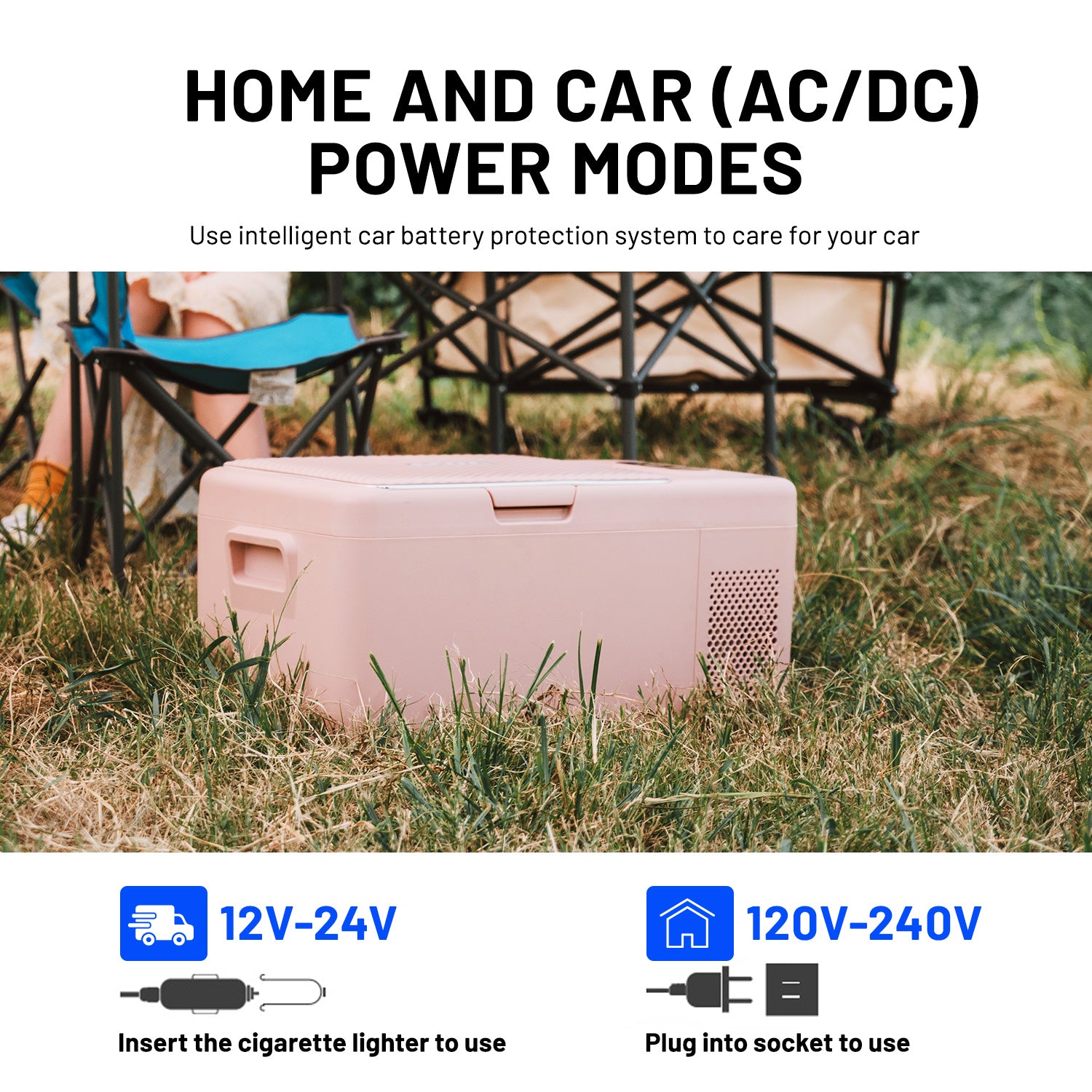 Alpicool S15 Pink 12V Portable Car Refrigerator - Compact Mini Fridge for Road Trips, Camping & Outdoor Adventures