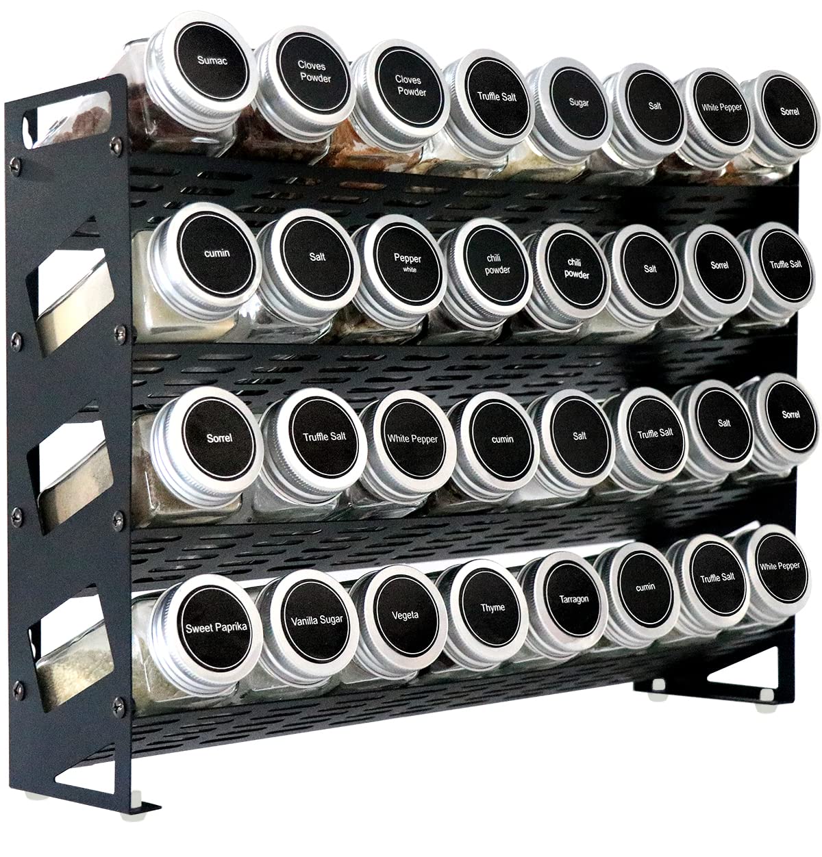 4-Tier Spice Rack Organizer - Countertop, Cabinet & Wall Mount for Kitchen Storage