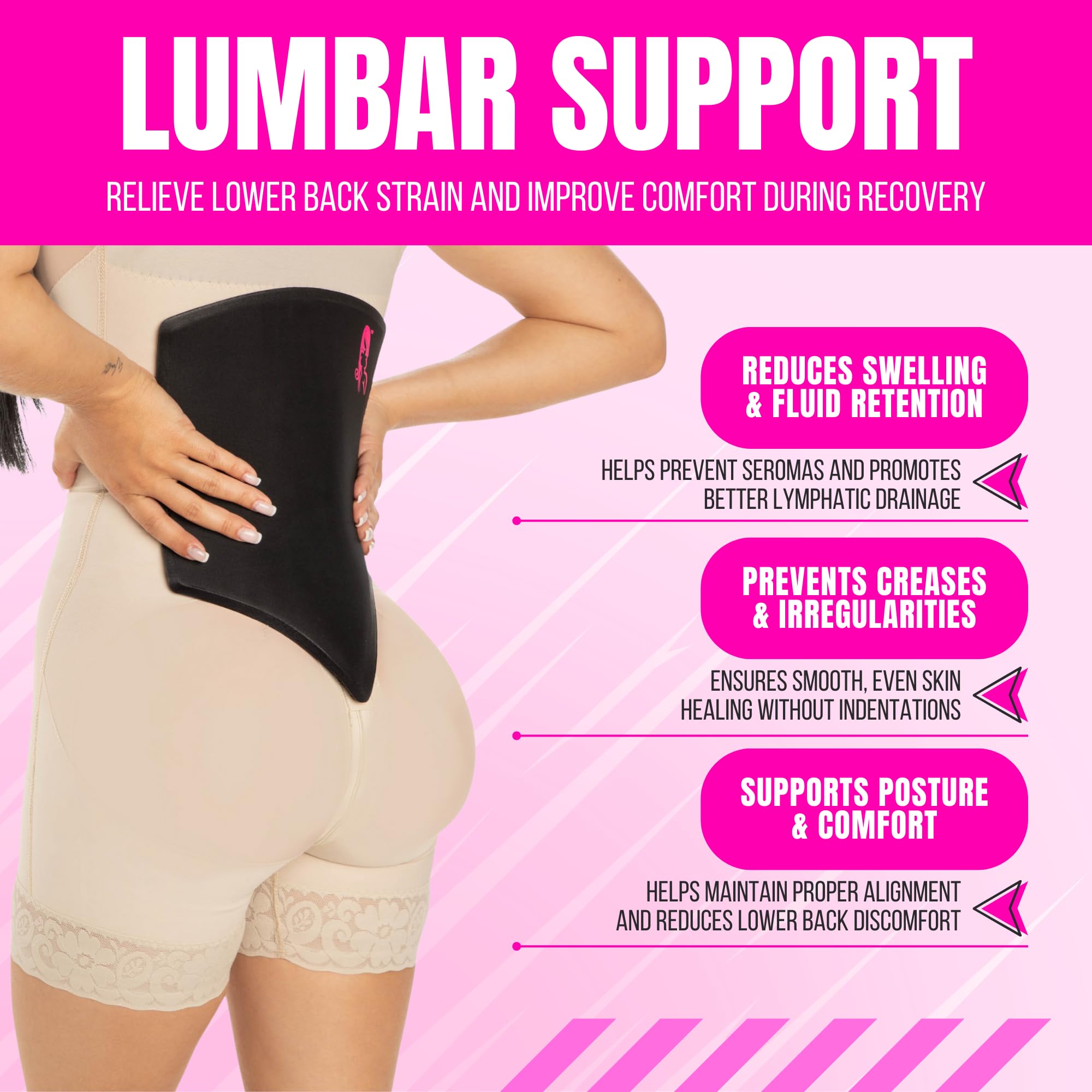 Post-Surgery BBL Pillow with Lipo Foam Board & Ab Board - Soft Butt Cushion for Liposuction Recovery - Comfortable Booty Pillow for Sitting After BBL Surgery - Perfect for Home, Office & Travel Use