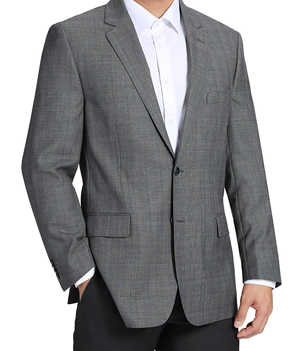100% Wool Glen Plaid Pattern Regular Fit 2 Button Blazer in Gray - Classic Business & Formal Wear for Office, Interviews & Special Occasions