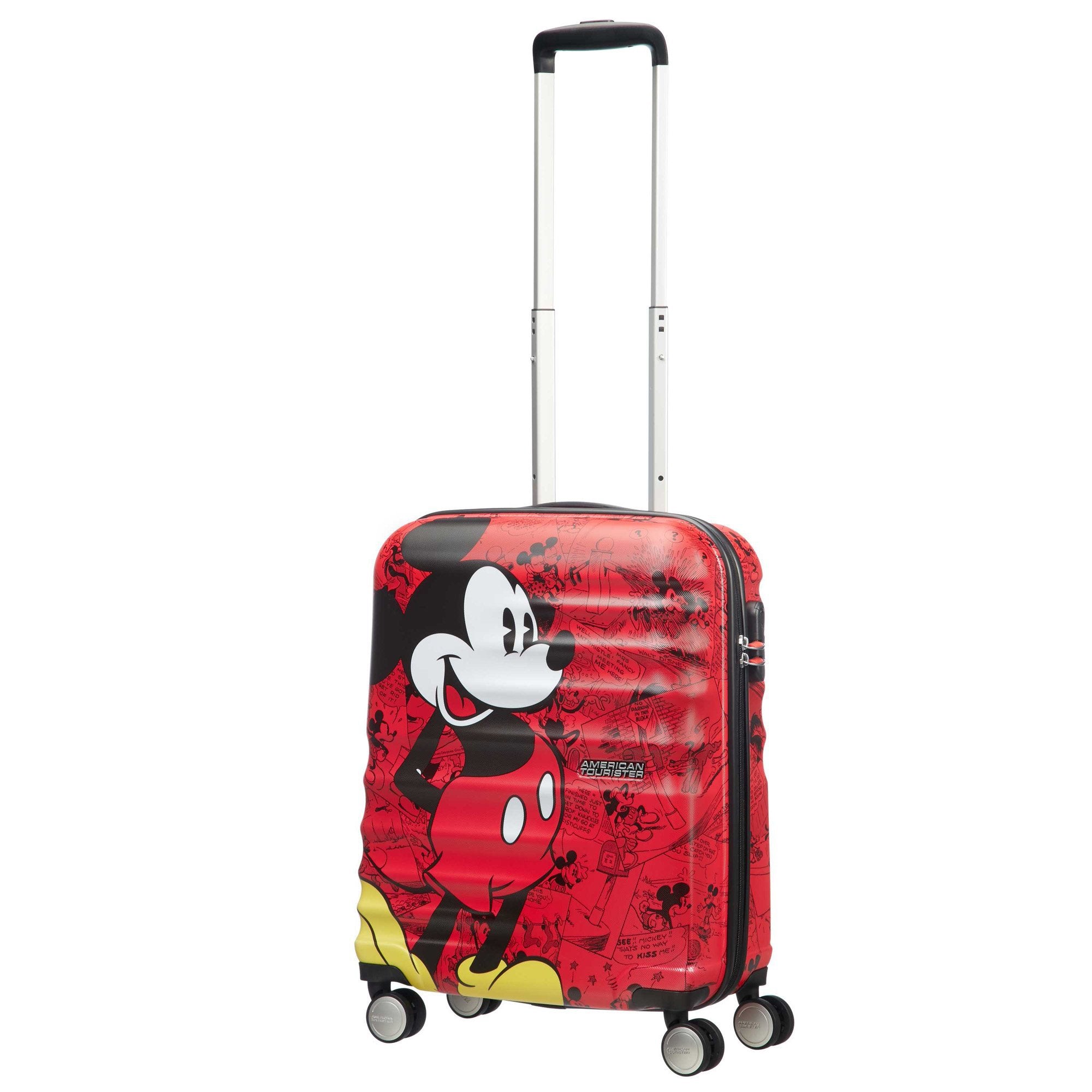 American Tourister Disney Wavebreaker Spinner Carry On Luggage - Mickey Comics Red Suitcase for Travel, Business Trips & Family Vacations