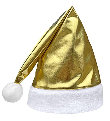Festive Gold Santa Hat & Rose Red Christmas Hat for Adults & Kids - Holiday Party Supplies, Xmas Decorations & Costume Accessories - Perfect for Christmas Parties, Family Gatherings & Holiday Photos