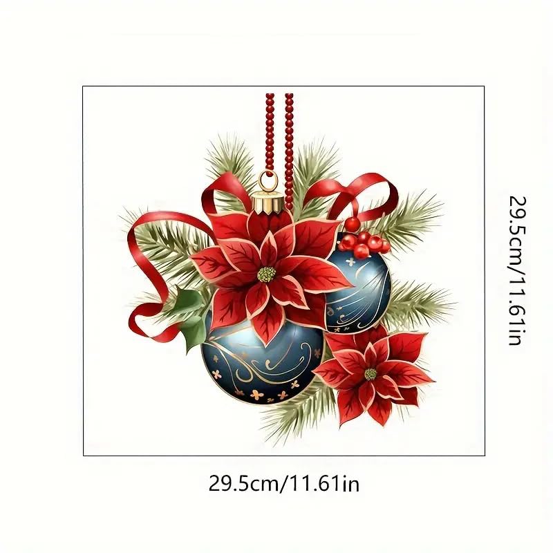 Poinsettia Christmas Toilet Decals - Waterproof Self-Adhesive Bathroom Stickers for Toilet Lid, Tank & Wall - Holiday Home Decor, Festive Bathroom Upgrade (Fish, Bird, Flower Leaf Designs)