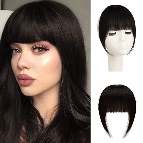GRR Synthetic Hair Extensions for Women & Girls - Natural Black Clip-In Fringe Bangs | Realistic Look & Feel | Perfect for Cosplay, Daily Styling & Special Occasions