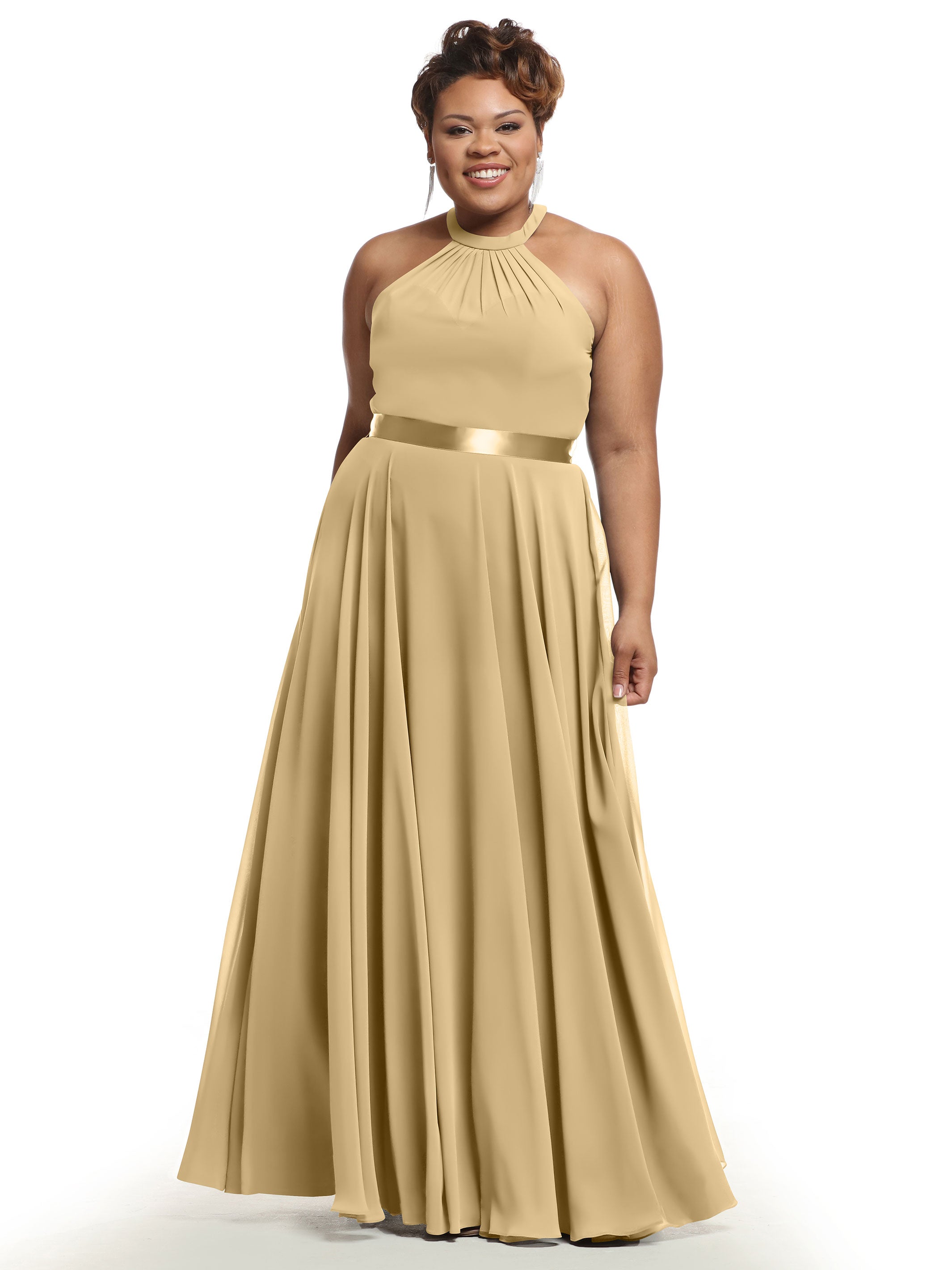 Elegant A-Line Chiffon Bridesmaid Dress with Halter Neckline - Perfect for Weddings, Formal Events & Special Occasions