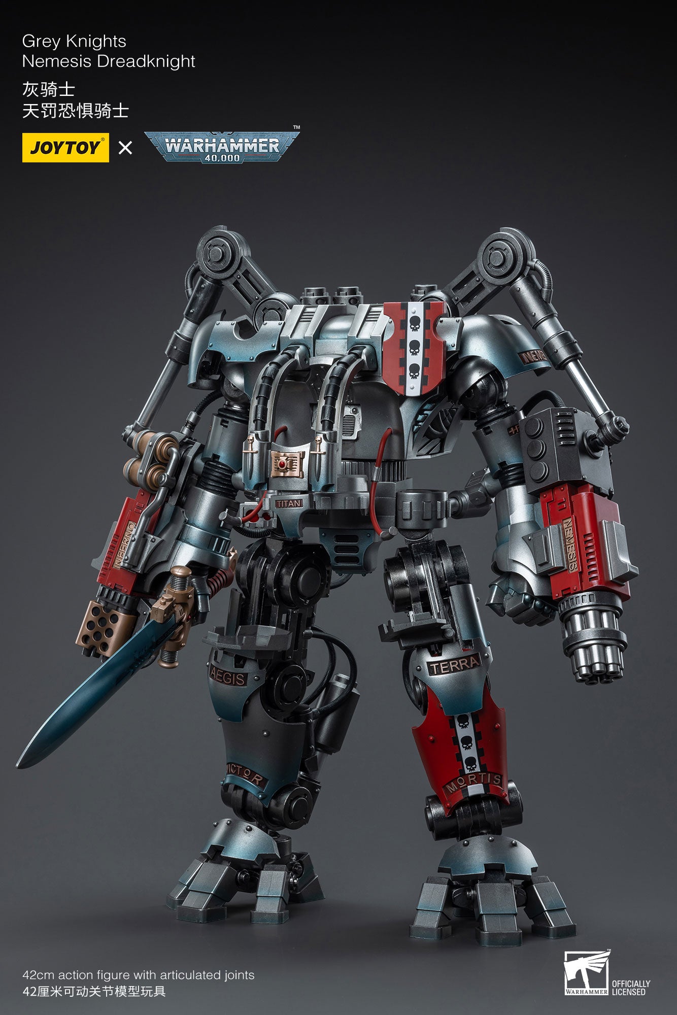 Pre-Order 1/18 JOYTOY Warhammer 40K Grey Knights Nemesis Dreadknight Action Figure Set - Reissue Edition | Collectible Model for Warhammer Fans & Tabletop Gaming Scenes