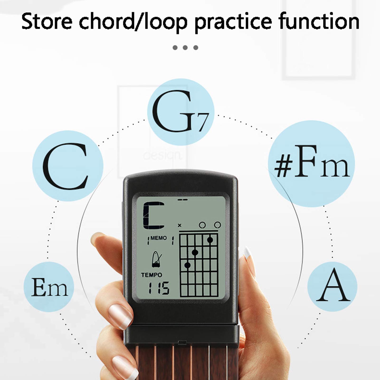 Portable Pocket Guitar Trainer - 6-Fret Practice Tool with Rotatable Chord Chart for Beginners | Perfect for Travel, Camping & Home Practice | Folk & Acoustic Guitar Learning Aid