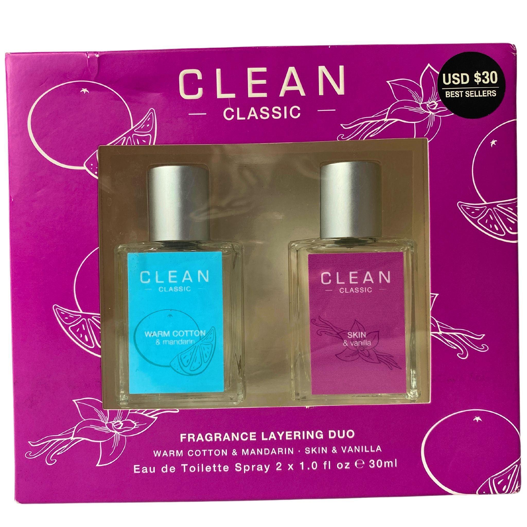 Clean Classic Fragrance Layering Duo - Warm Cotton & Mandarin Skin & Vanilla Eau De Toilette Spray 1.0OZ (48 Pcs Lot) - Perfect for Daily Wear, Gifts & Aromatherapy