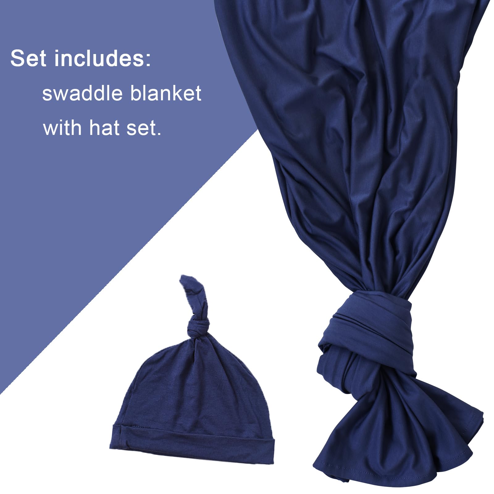 Soft Newborn Swaddle Blanket with Matching Hat Set - 35