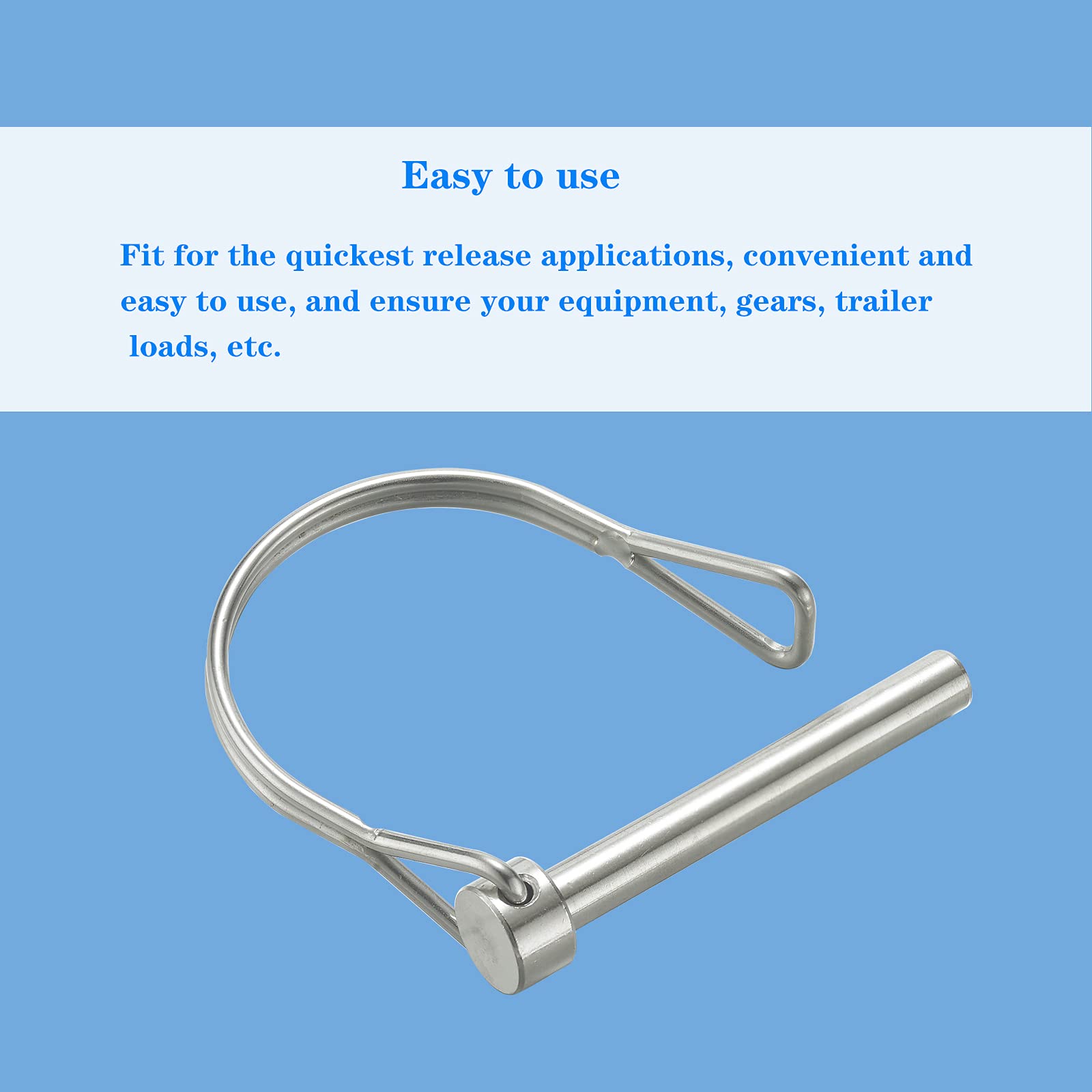 1/4 Inch (6.3mm) Diameter 316 Stainless Steel Safety Coupler Pin - 2.756 Inch (70mm) Length Wire Lock Pins (2 Pack) - Heavy Duty Locking Pins for Construction, Machinery & Industrial Equipment