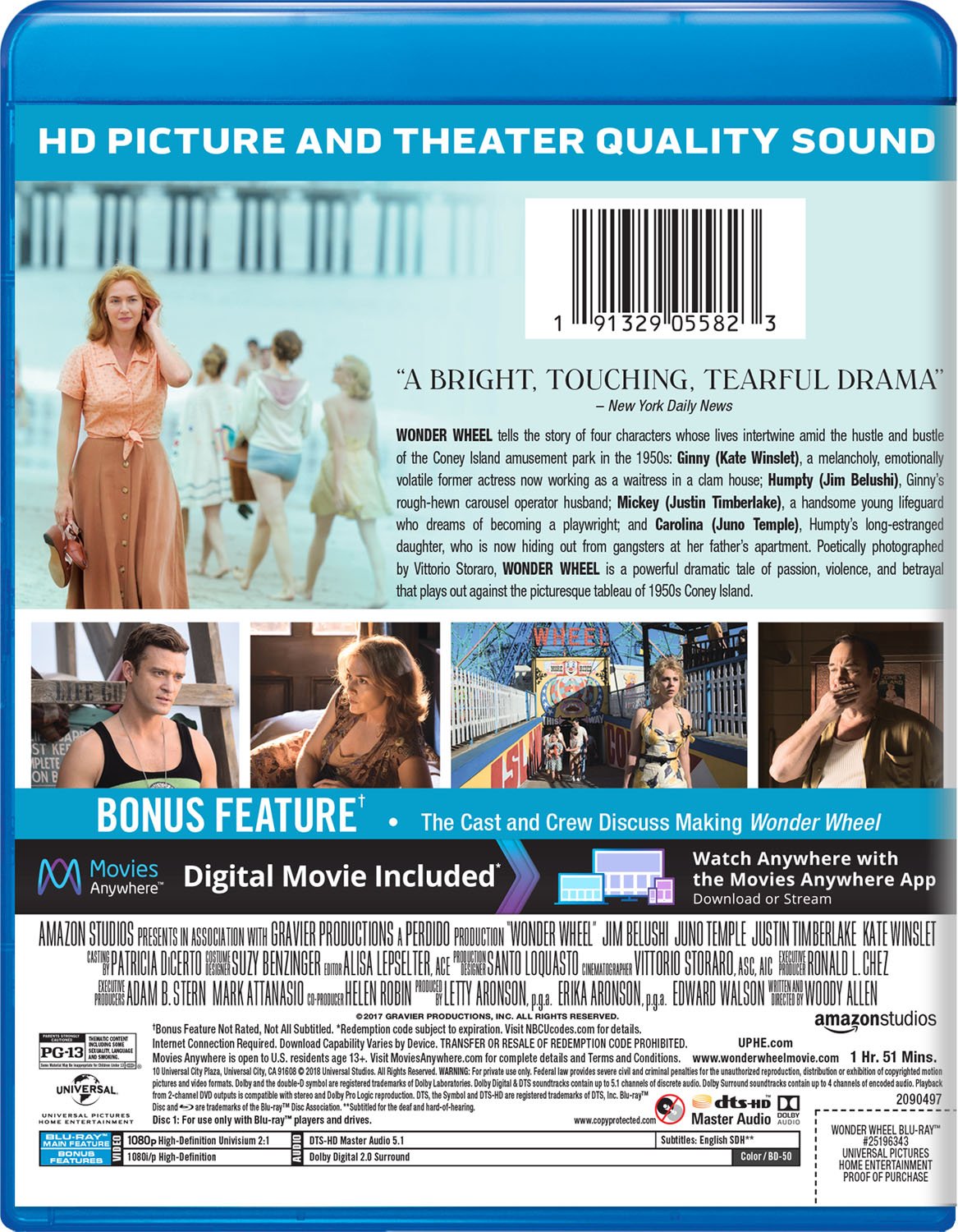 Wonder Wheel Blu-ray - Woody Allen's Romantic Drama Movie for Home Theater & Movie Night Entertainment