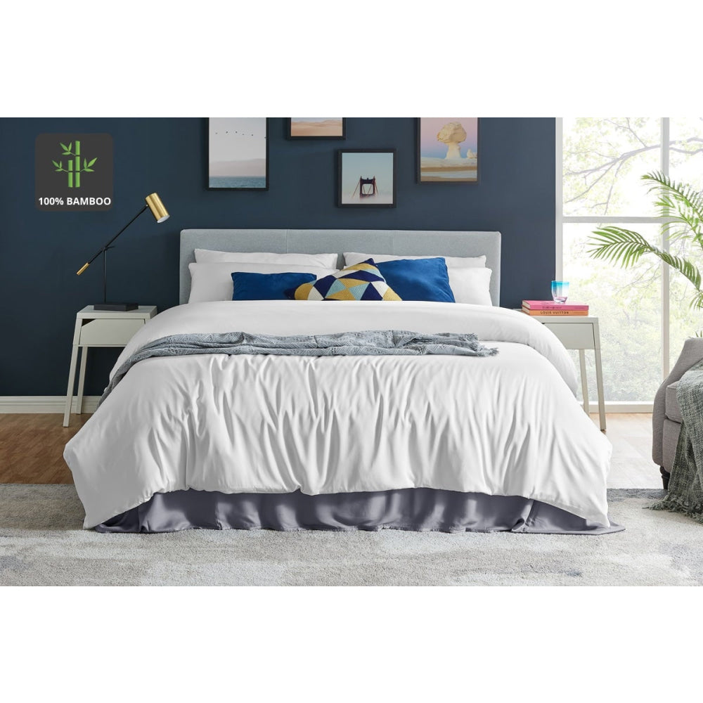 100% Natural Bamboo Quilt Cover Set - Breathable & Hypoallergenic White Bedding for All Seasons | Perfect for Master Bedroom, Guest Room & Vacation Homes