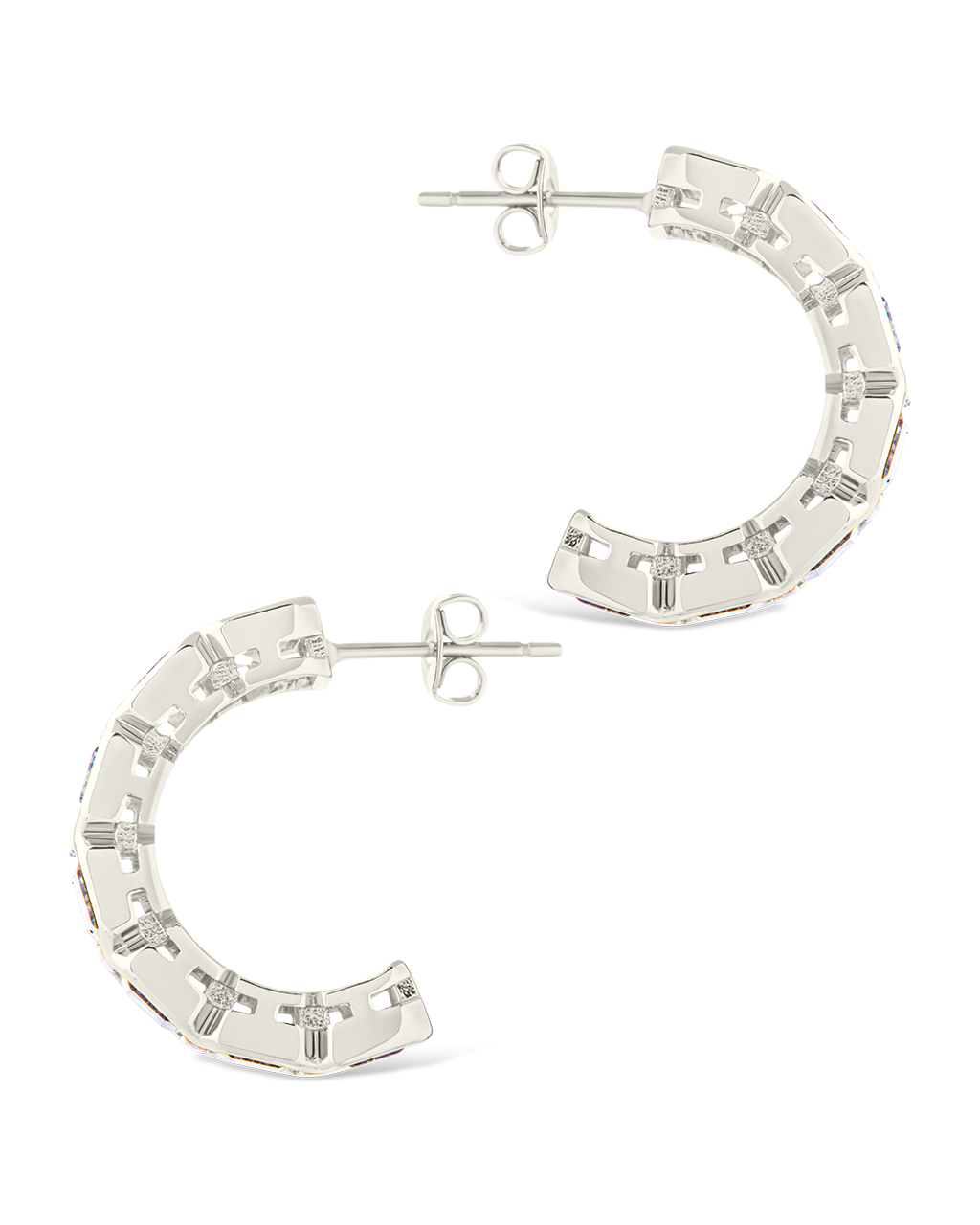 Nyssa Bezel CZ Station Hoop Earrings for Women - Cubic Zirconia Gold Plated Dangle Earrings - Elegant Jewelry Gift for Birthday, Anniversary & Special Occasions