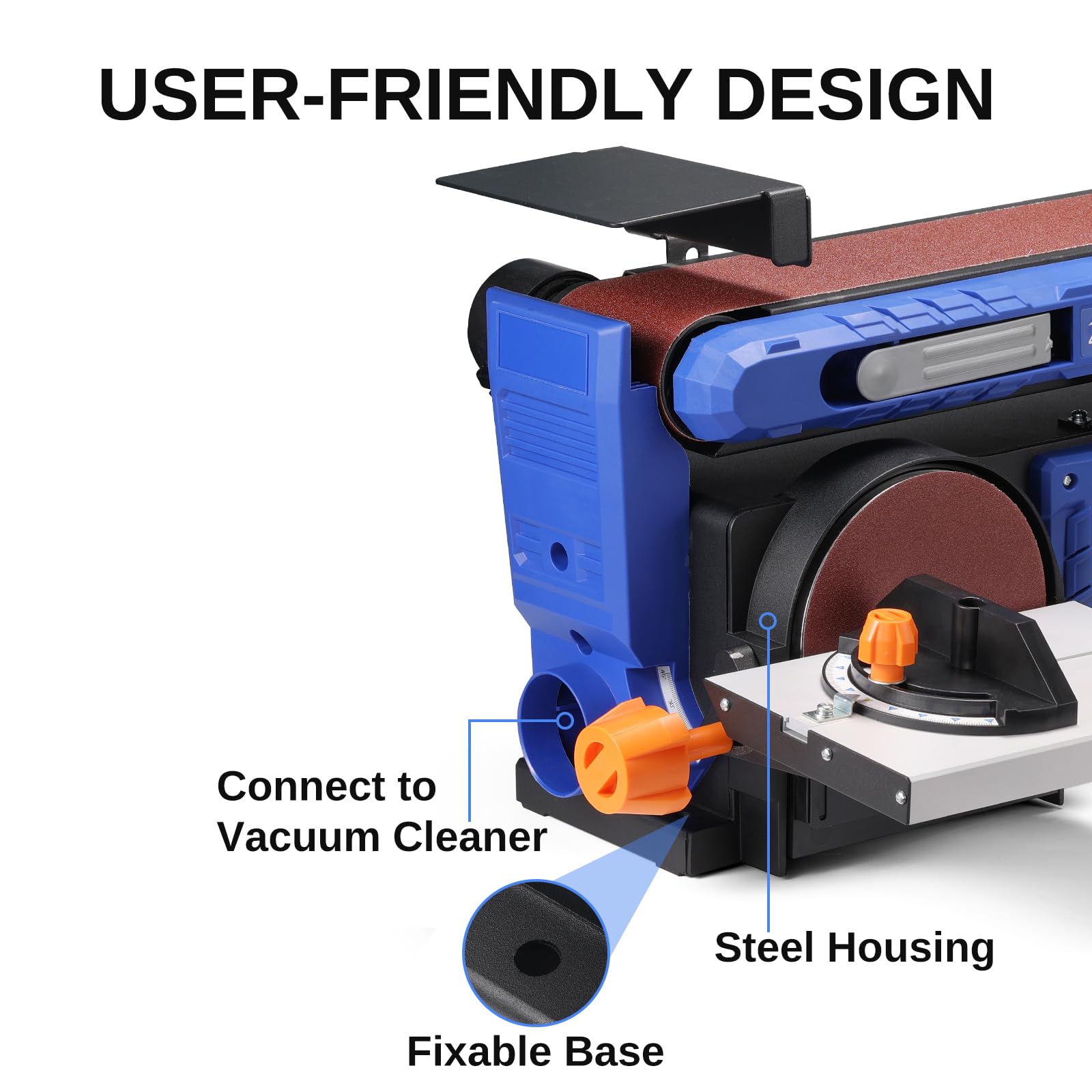 SainSmart 4x36 Inch Belt & 6 Inch Disc Sander Combo - Adjustable Speed up to 3450 RPM, Benchtop Sanding Machine with Full Copper Motor, 0-90° Belt & 0-45° Tilting Worktable, Dust Collection Port - Perfect for Woodworking, Metal Polishing, and DIY Projects