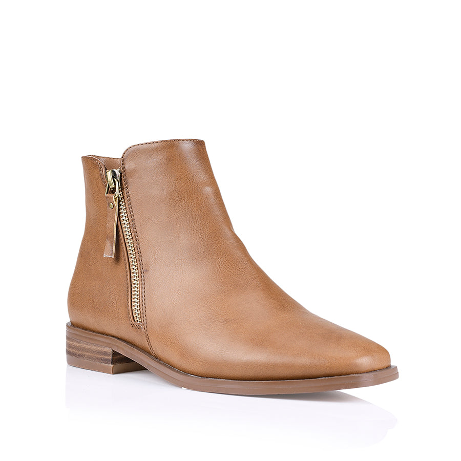 Hawk Women's Tan Soft Leather Ankle Boots - Comfortable & Stylish for Fall, Winter, and Casual Outfits