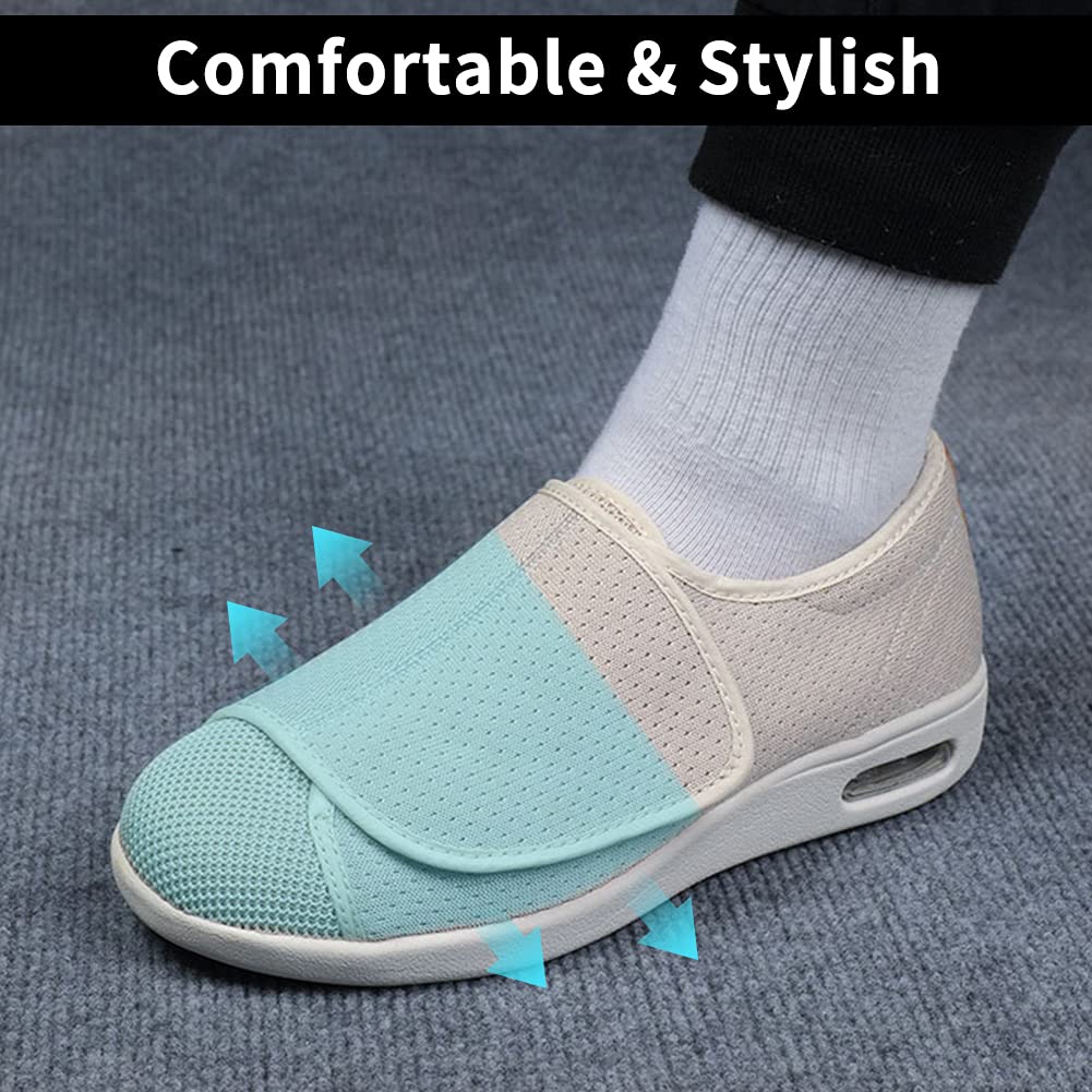 **Men's Diabetic Shoes Extra Wide Width – Easy On/Off Walking Sneakers with Air Cushion & Breathable Mesh – Support for Elderly, Swollen Feet, Edema & Plantar Fasciitis – Black & Gray – Ideal for Daily Walking, Comfort & Foot Care**