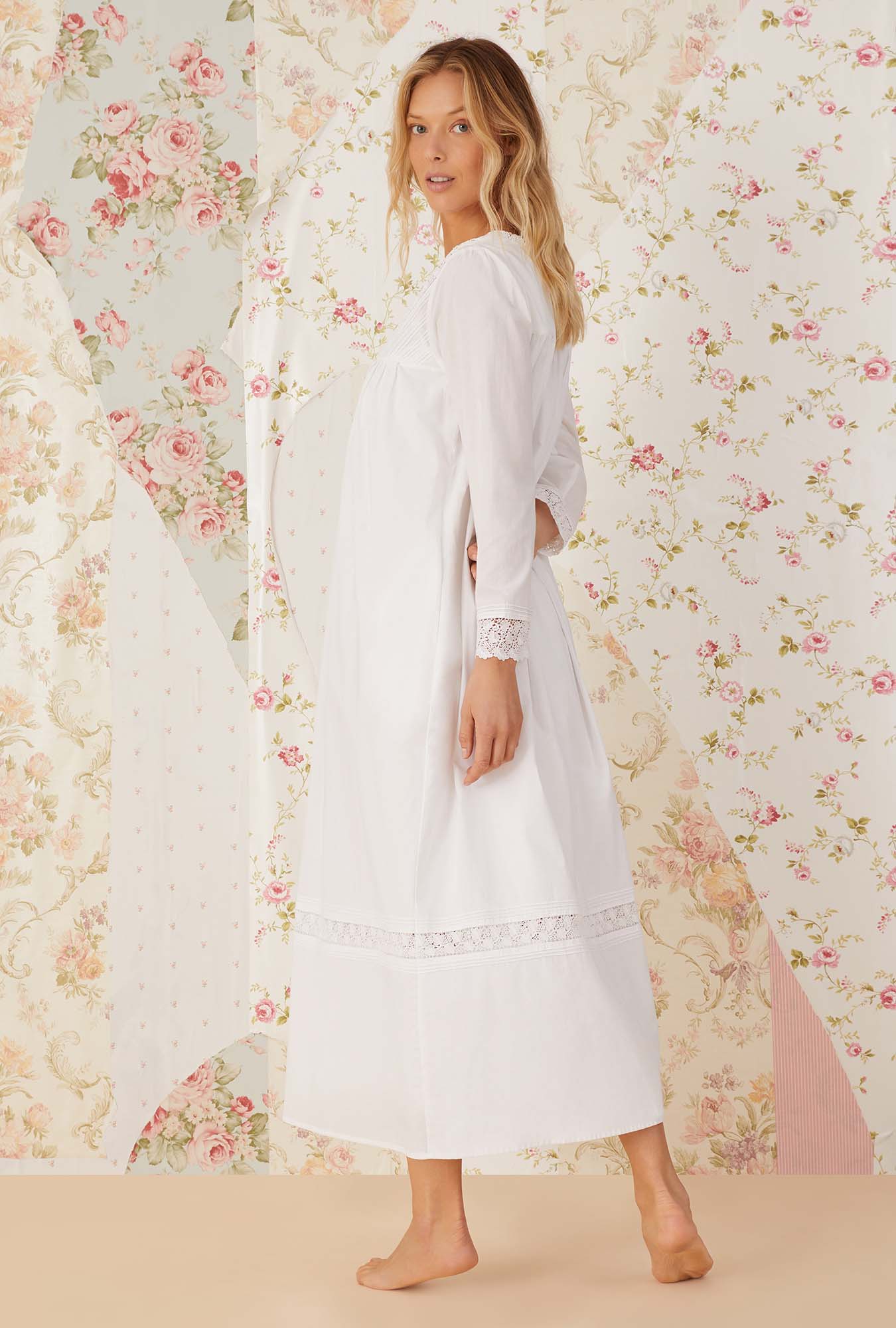 Portofino Women's Elegant Ballet Button Front Robe - Soft Long Sleeve Loungewear for Home, Spa & Bridal Dressing
