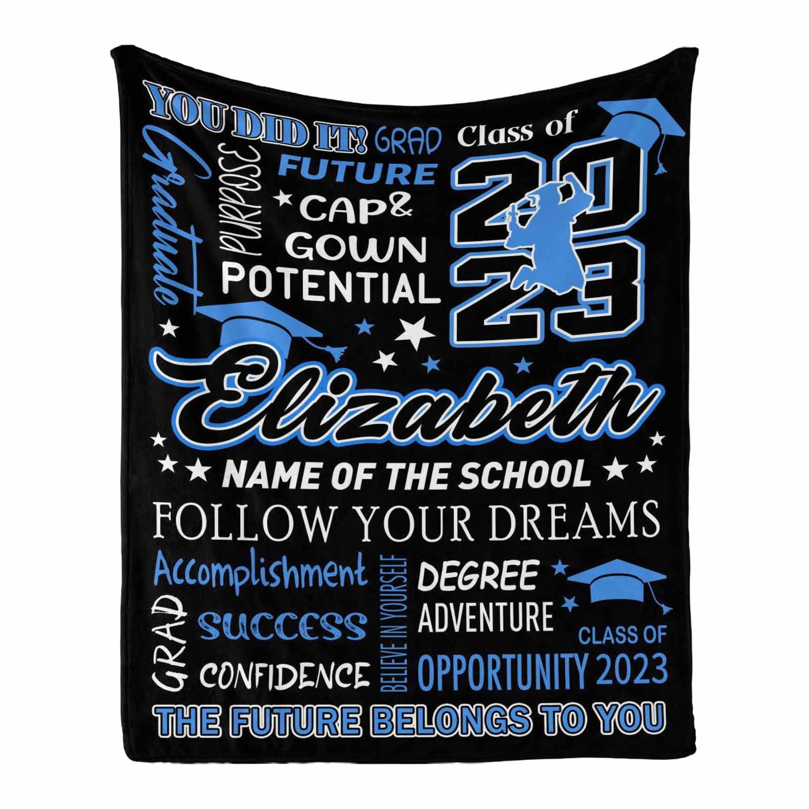 Personalized Graduation Blanket with Name - Custom 50x60 Inch Throw for Daughter, Granddaughter, Niece & Friends - Perfect Graduation Gift for College, High School & University Graduates - Great for Dorm Rooms, Celebrations & Cozy Moments