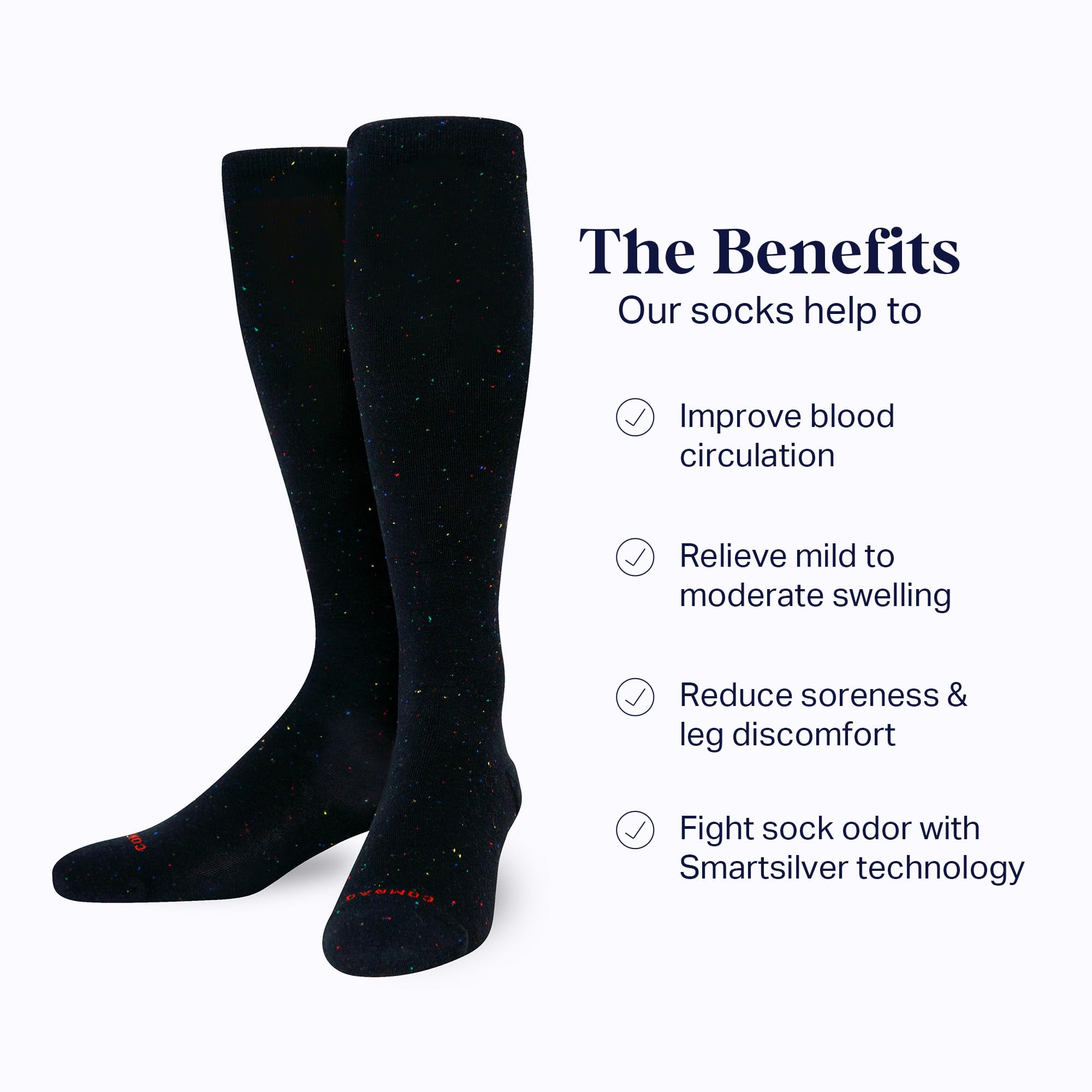 Comrad Recycled Cotton Knee High Compression Socks 15-20mmHg - Soft Breathable Support Socks for Men & Women - Perfect for Travel, Running & Varicose Vein Relief