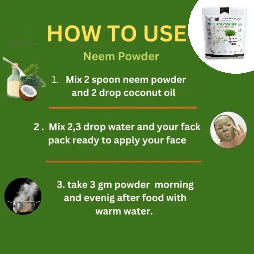 Organic Neem Powder (Azadirachta indica) for Skin & Hair Care - 200g Pure Natural Face Mask & Scalp Treatment | Acne, Dandruff Relief | DIY Beauty & Ayurvedic Remedies for Healthy Skin & Hair