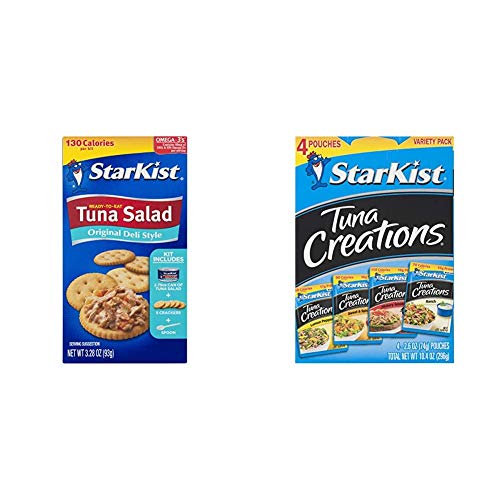 StarKist Ready-to-Eat Tuna Salad Kit - Original Deli Style (12 Pack) & Tuna Creations Variety Pack (4 Pouch, 2.6oz Each) - Perfect for Lunches, Picnics & Quick Meals