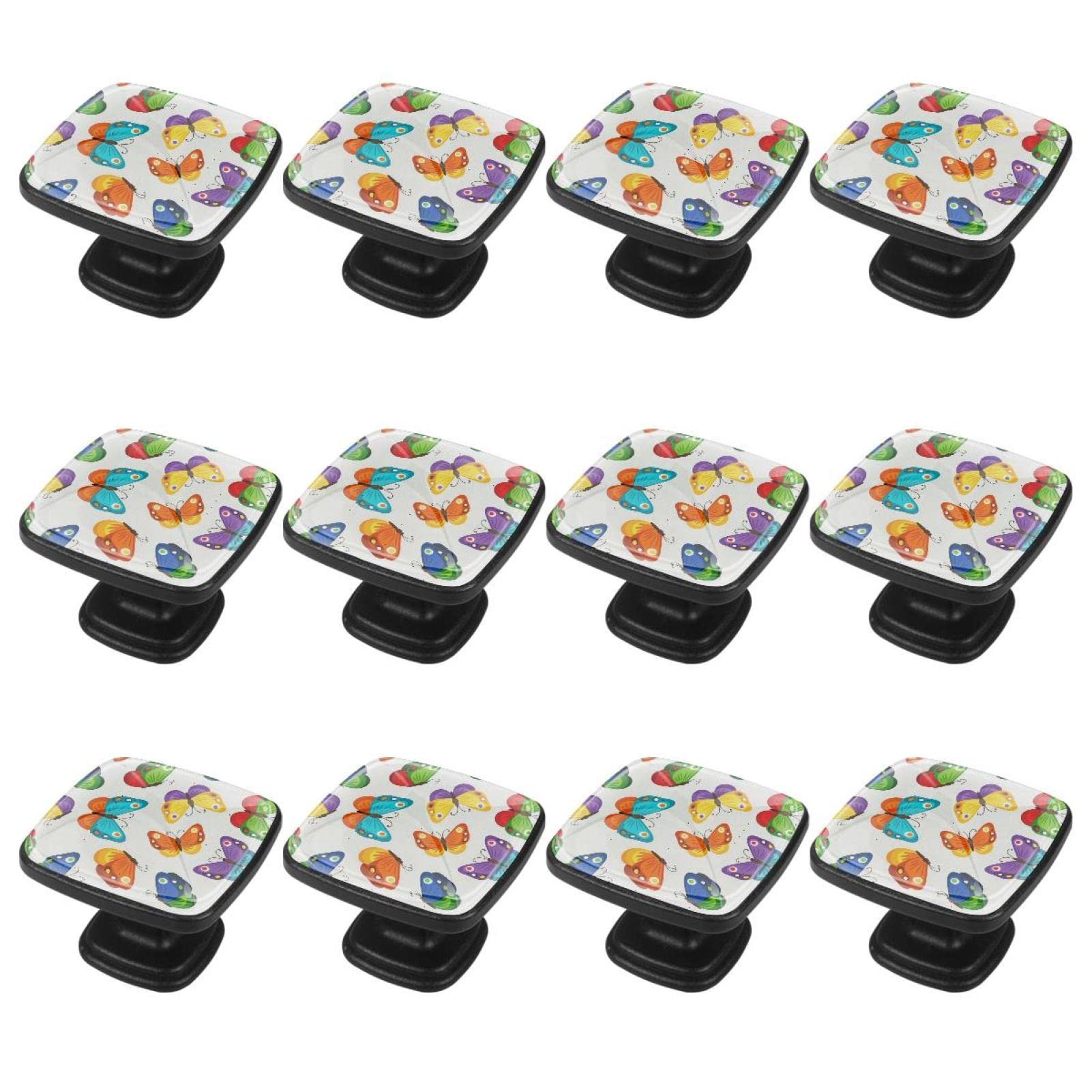 12Pcs Colorful Butterfly Cabinet Handles & Drawer Knobs - Vintage Dresser Hardware for Bedroom Furniture, Kitchen Cabinets, Bathroom Storage (Cartoon Butterfly Design) - Perfect for Kids Room Decor & DIY Home Improvement Projects