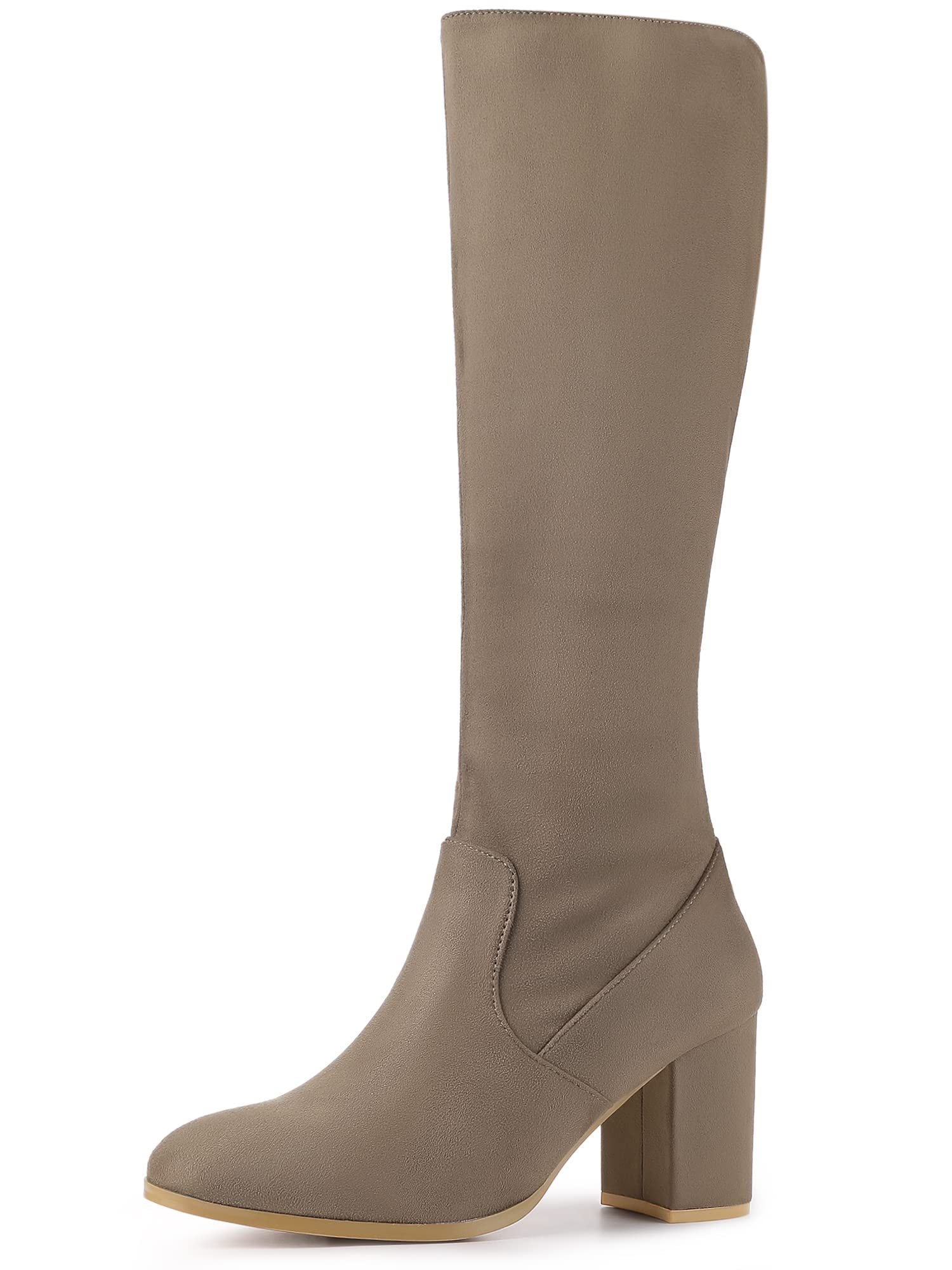 Perphy Women's Round Toe Chunky Heel Knee High Boots - Stylish Winter & Fall Fashion Boots for Casual Outfits, Office Wear and Date Nights
