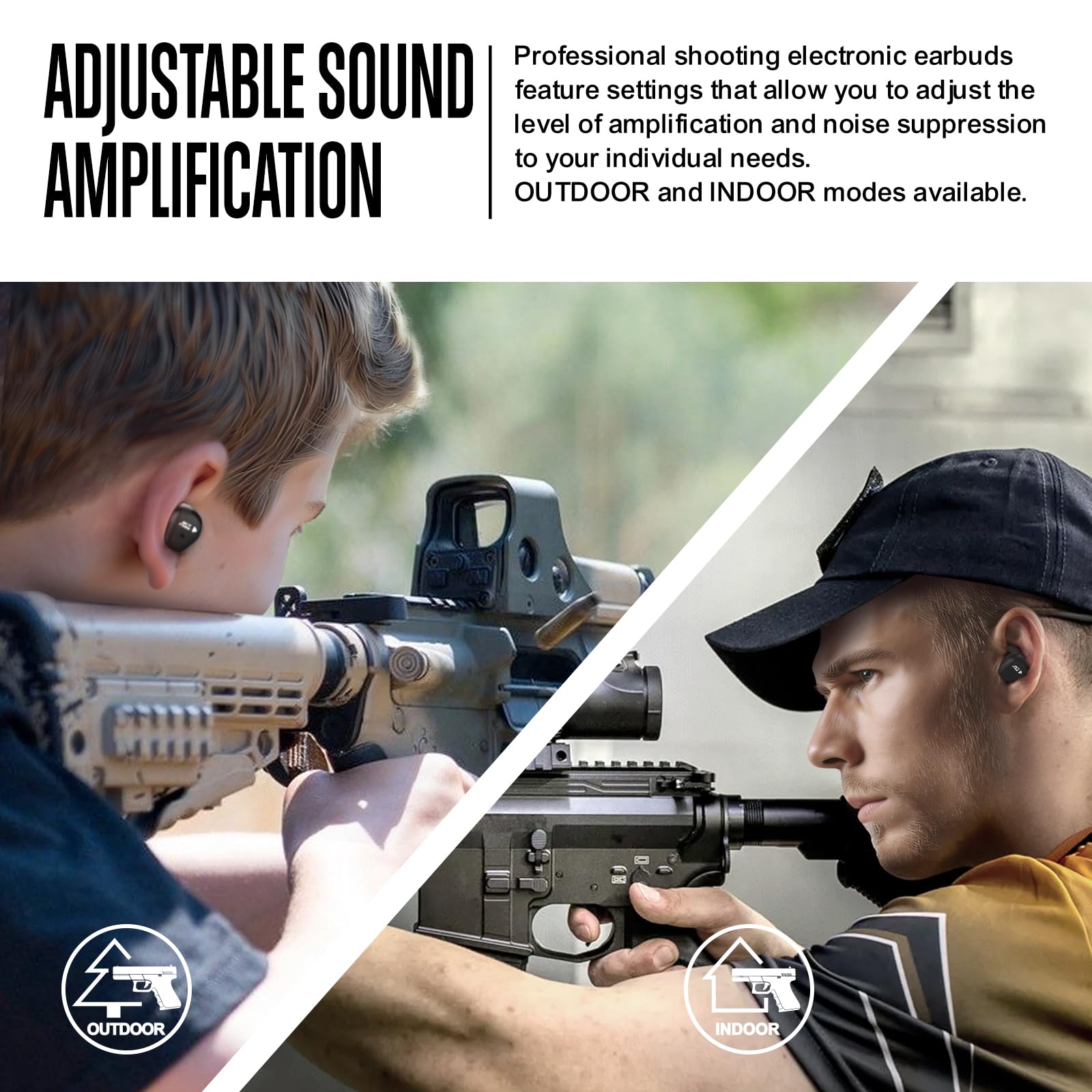 Electronic Shooting Ear Protection Earbuds - Noise Canceling Earplugs for Hunting, Range Shooting & Loud Events - Reusable Hearing Protection for Gun Range, Concerts & Construction