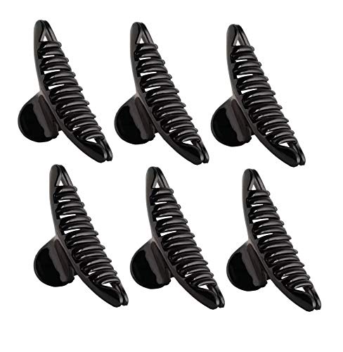 BHARATGAURAV 6-Pack Black Plastic Hair Claws Clips for Women & Girls - Strong Hold Hair Clips for Ponytail, Bun & Updo Hairstyles - Perfect for School, Work, Party & Daily Use