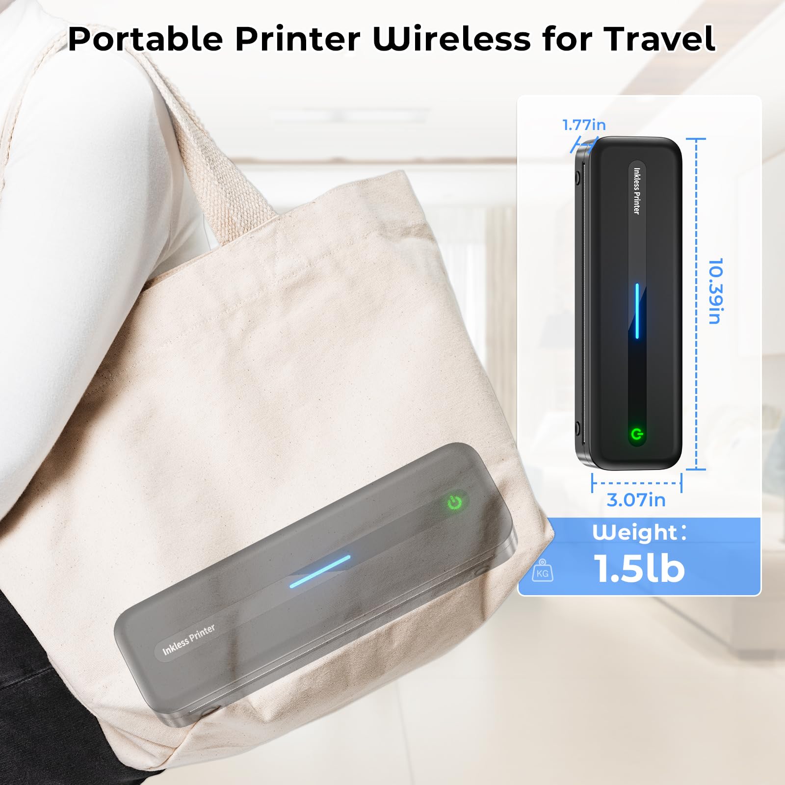 Portable Bluetooth Thermal Printer - M832 Inkless Printer for Phone, Laptop & Tablet | Supports 8.5