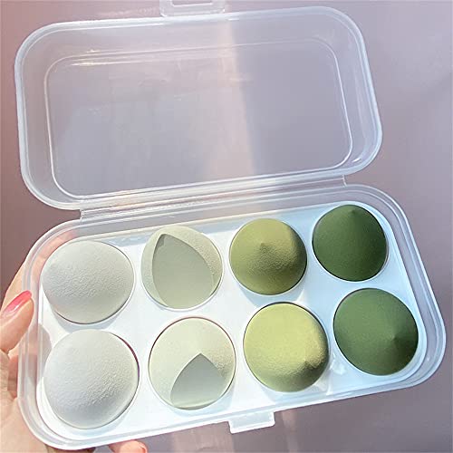 KMfast Makeup Sponges Set - 8pcs Multi-Colored Foundation Blending Sponges for Wet & Dry Use, Non-Latex Beauty Blender Egg Sponge, Makeup Tools for Flawless Application - Perfect for Daily Makeup, Travel & Professional Makeup Artists (Ivory, Rectangle Shape)