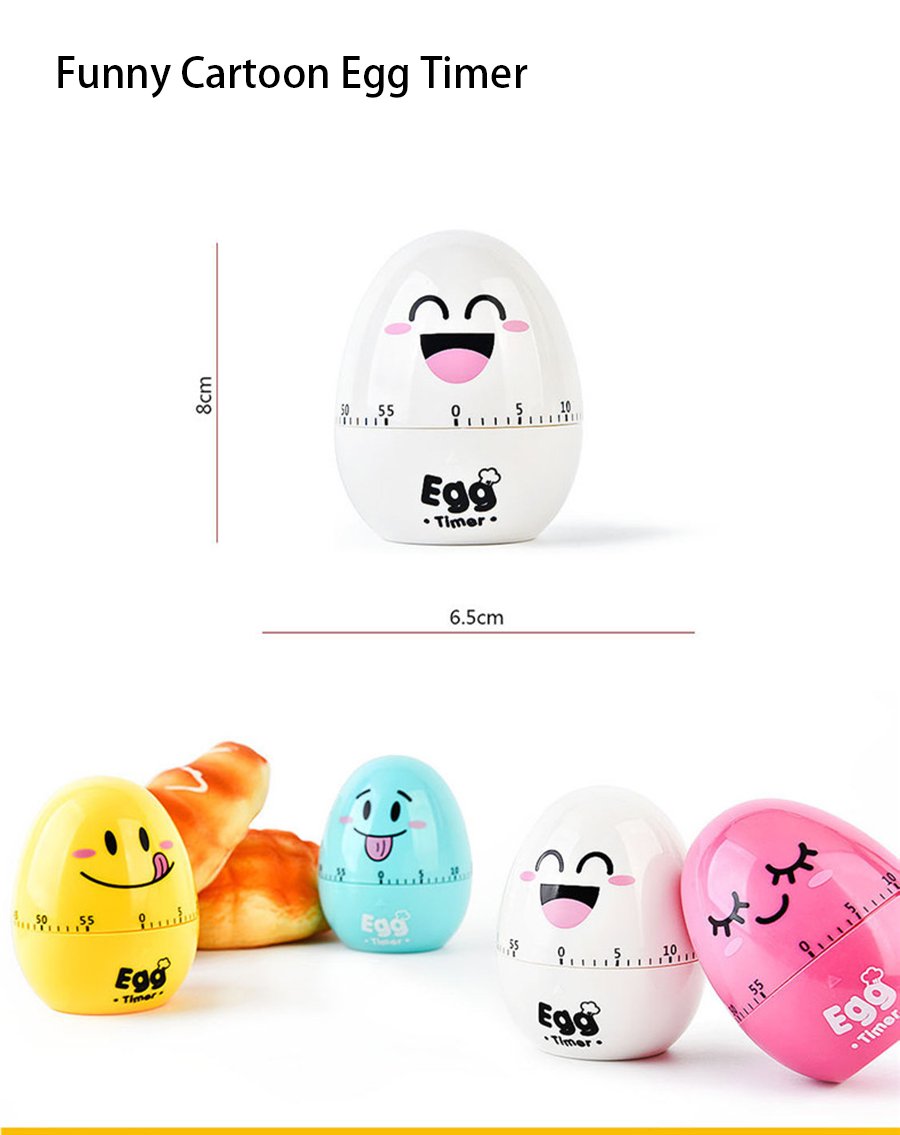 60 Minute White Funny Mechanical Kitchen Egg Timer - Perfect for Cooking, Baking, Kids & Home Use | Cute Countdown Timer for Eggs, Pasta, Baking Recipes & More