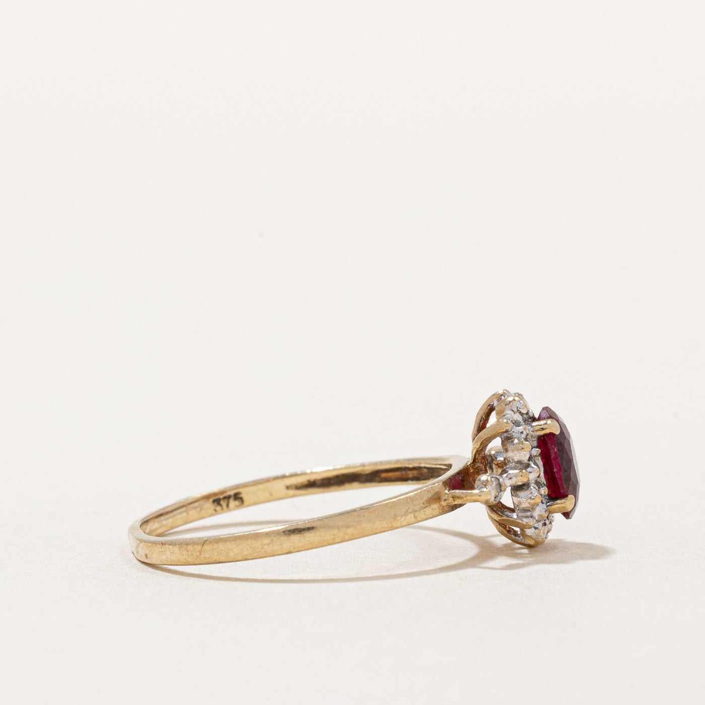 Exquisite Synthetic Ruby & Diamond Halo Ring - 0.50ct Center Stone with 0.01ctw Diamond Accents - Size 7 - Perfect for Engagement, Anniversary & Special Occasion Gifts