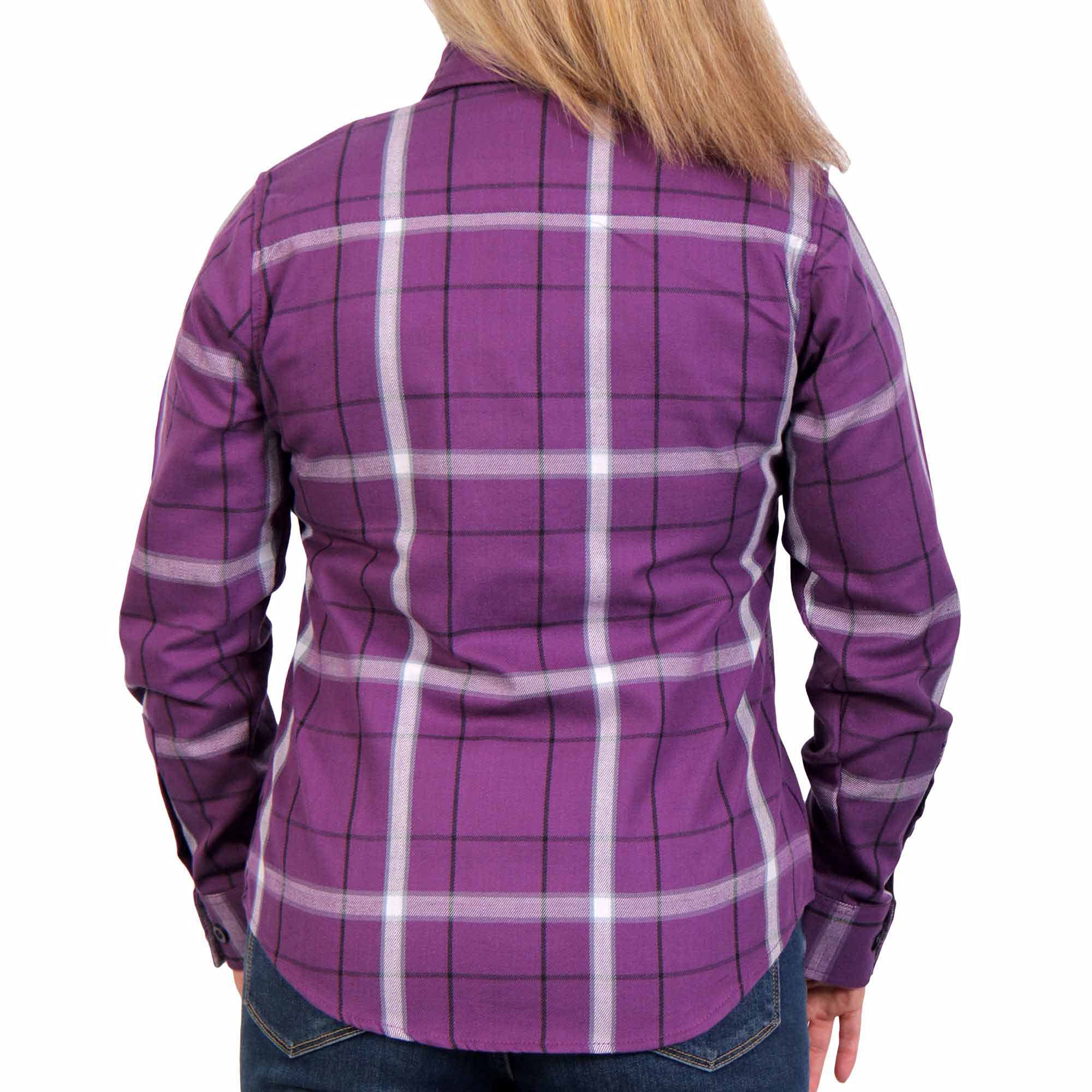 Hot Leathers FLL3010 Women's Long Sleeve Flannel Shirt - Purple, White & Black Plaid - Soft & Comfortable for Fall & Winter - Perfect for Casual Outfits, Outdoor Activities & Layering