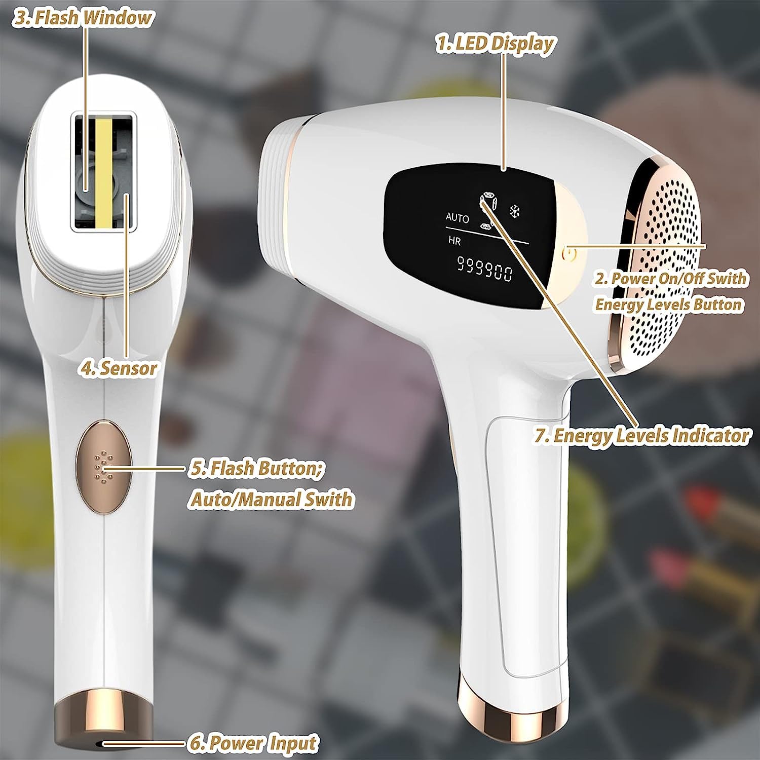 Painless At-Home IPL Laser Hair Removal Device for Women & Men - Permanent Hair Reduction for Face, Armpits, Legs, Arms & Bikini Line | Safe & Effective for Smooth Skin at Home