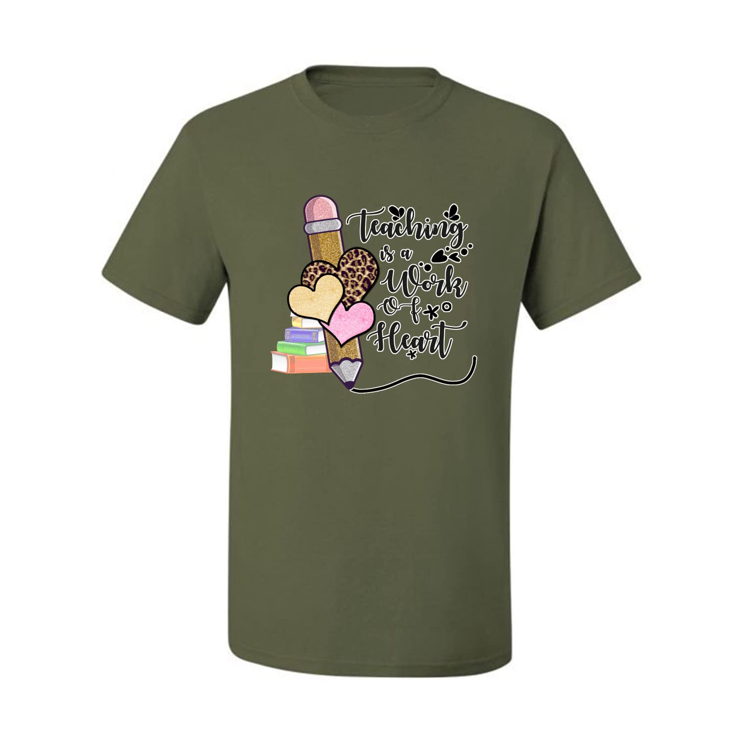 Wild Bobby Teaching is a Work of Heart Pop Culture Men's Graphic T-Shirt - Funny Teacher Appreciation Gift for Educators - Perfect for Classroom, School Events & Casual Wear