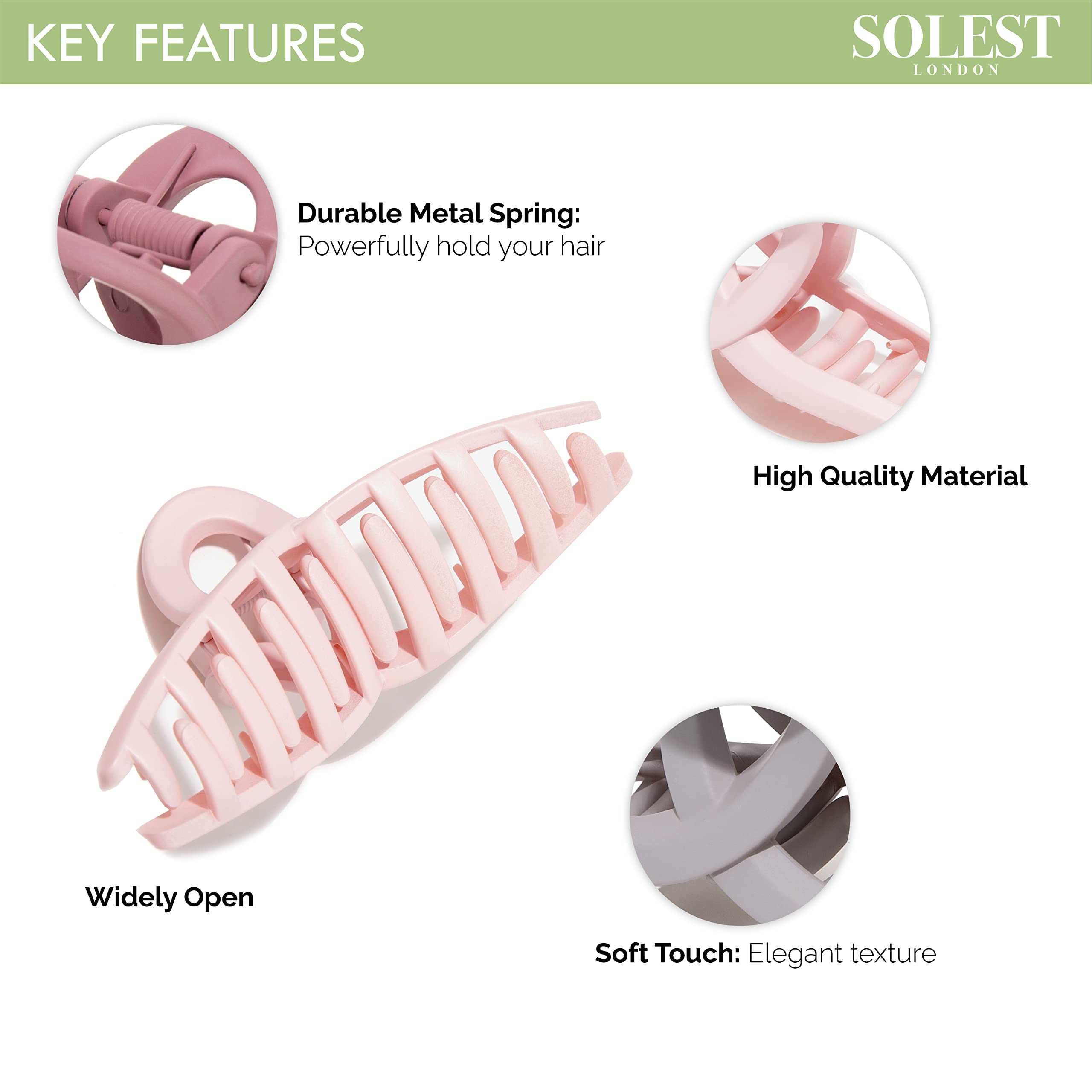 Pastel Matte Hair Claw Clips for Women - 6 Pack Large Jaw Butterfly Hair Clips (4.3 Inch) for Thick, Thin & Long Hair - Includes Free Hair Comb Gift - Perfect for Daily Styling, Work & Special Occasions