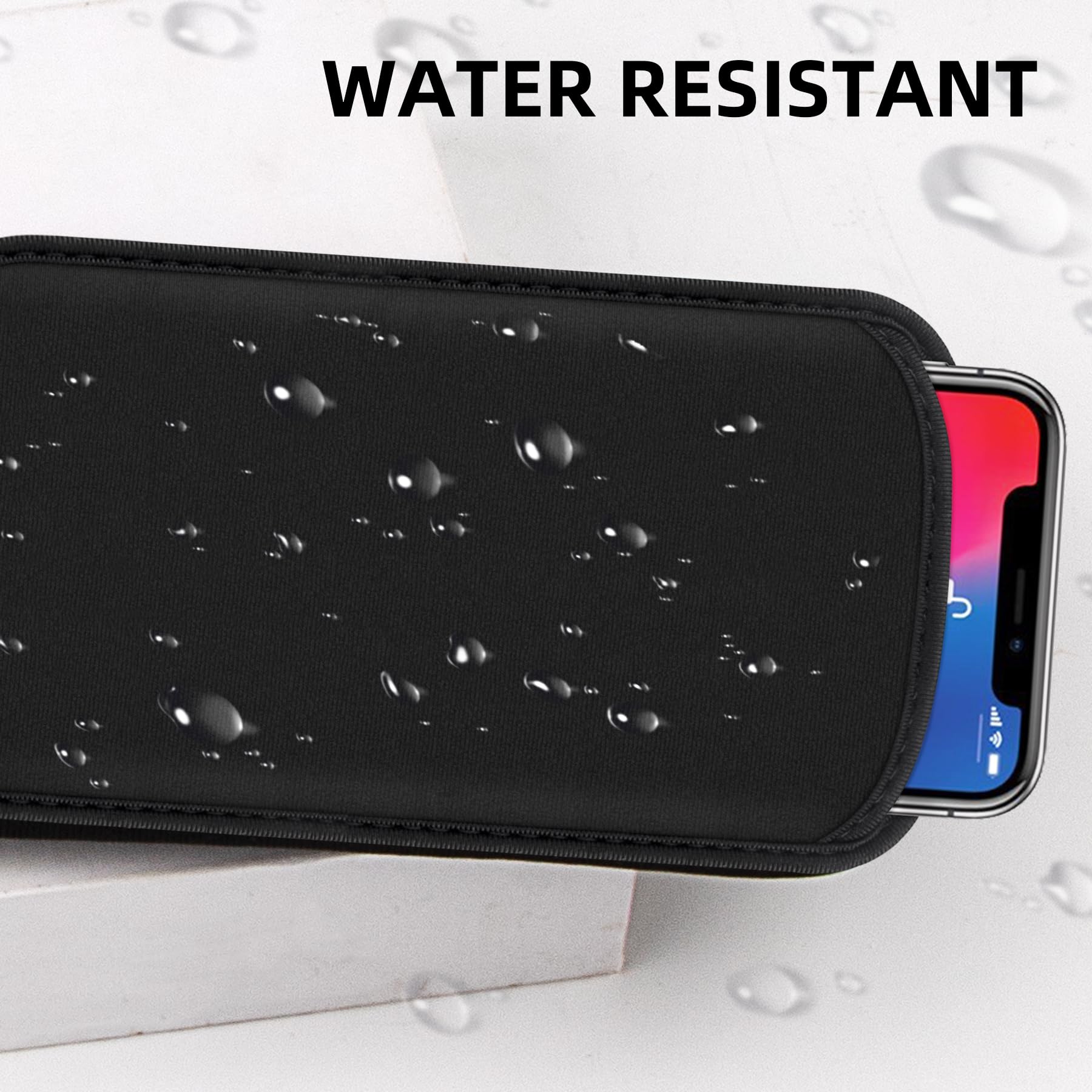 2 Pack Neoprene Phone Sleeve Pouch for iPhone 11 Pro Max/Xs Max/8 Plus/7 Plus/6 Plus - Shockproof & Scratch Resistant Protective Case (Black) - Perfect for Travel, Gym & Everyday Use