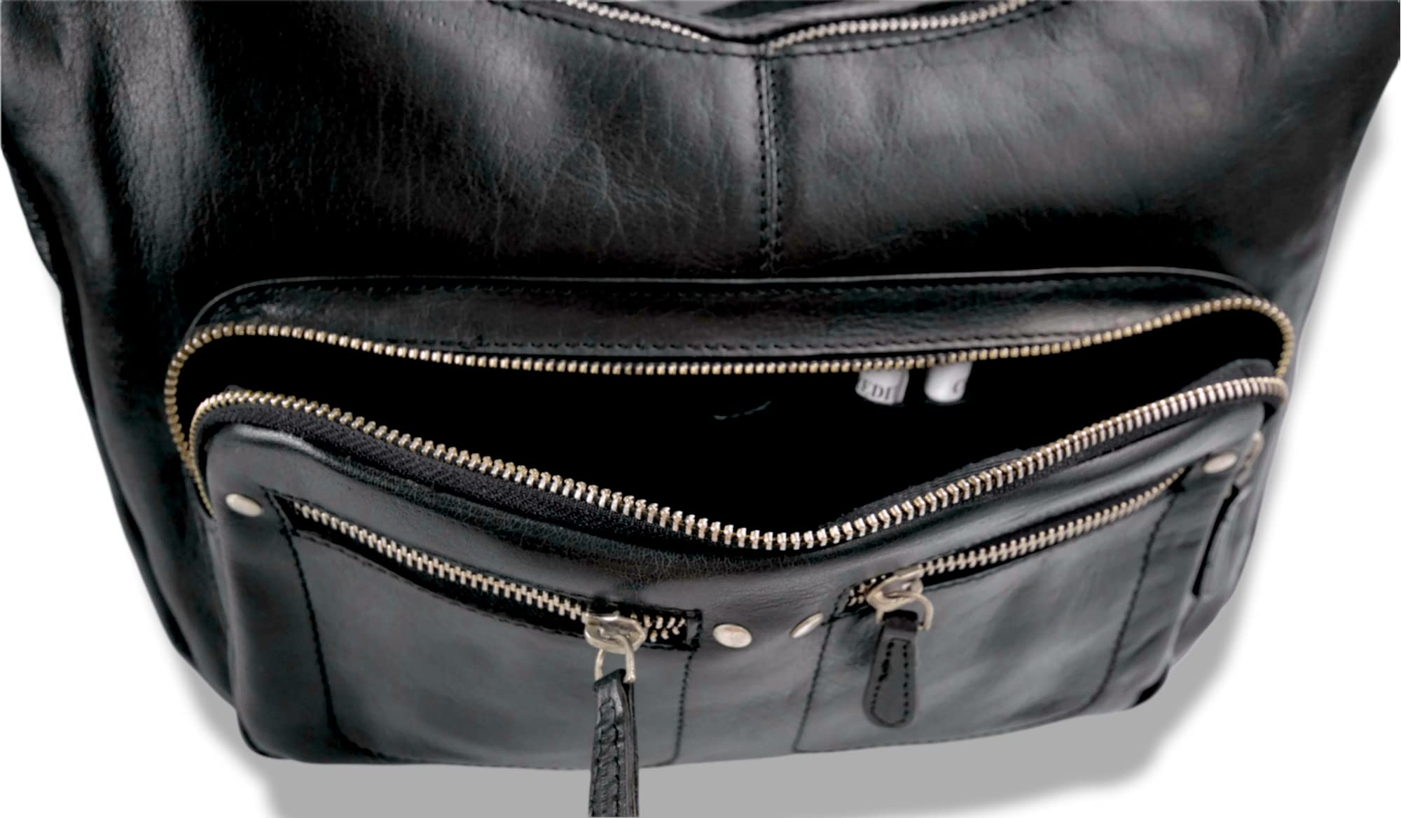 Women's Buffalo Leather Handbag - Black Shoulder Bag, Leather Satchel Purse & Crossbody Bag for Everyday Use, Work & Travel (Black)