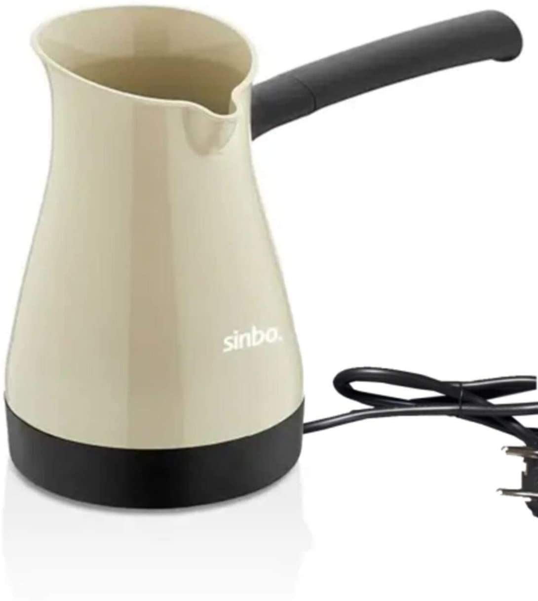 Premium SCM 2951 Greek Turkish Coffee Maker - 0.4L Electric Briki Ibrik Pot (Beige) | Authentic Stovetop & Electric Coffee Brewing for Home, Office & Traditional Ceremonies