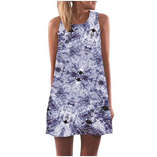 aihihe Women's Floral Printed Summer Tank Dress - Sleeveless Casual Crewneck A-Line T-Shirt Dress for Beach, Vacation & Everyday Wear