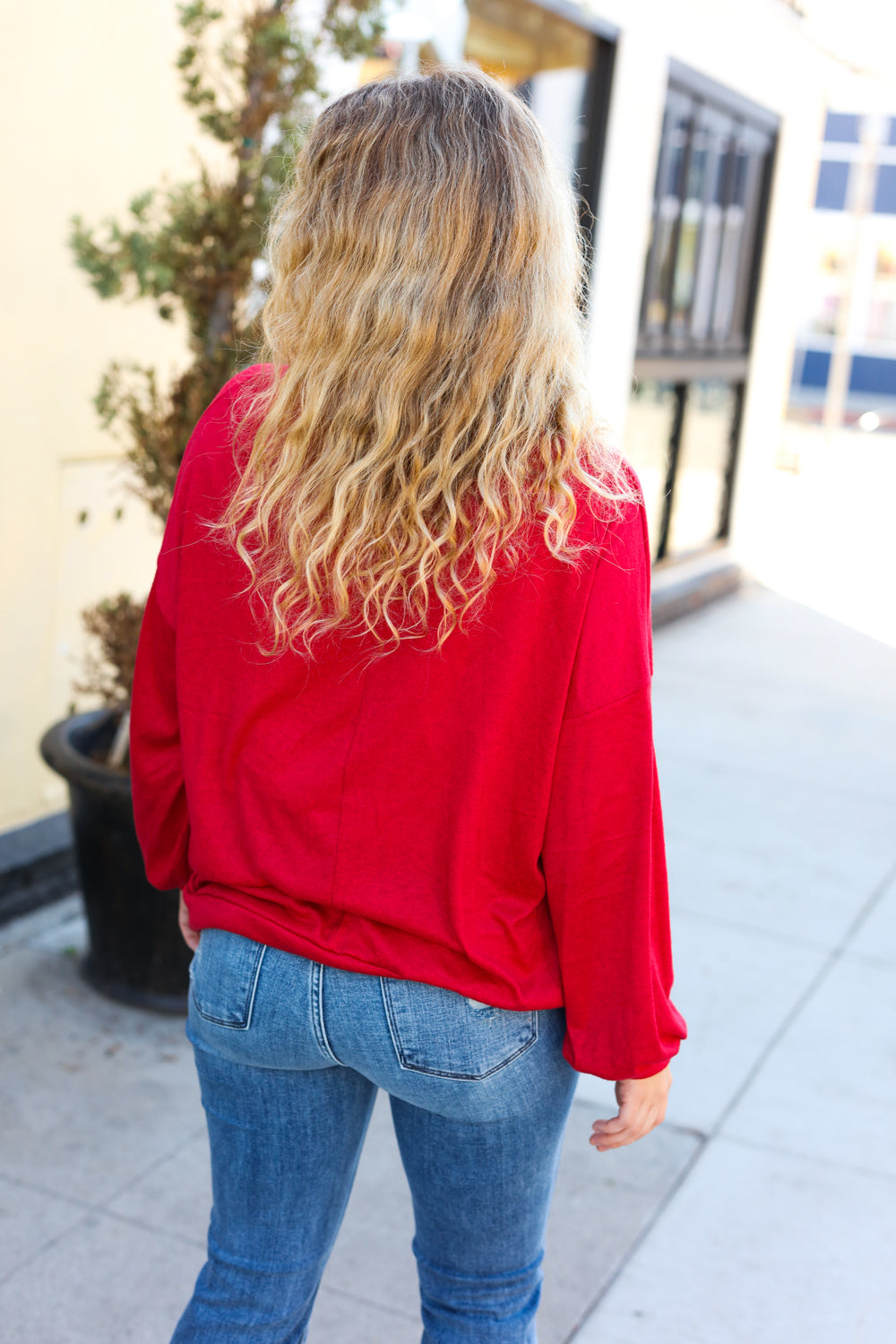 More The Merrier Red Sequin Christmas Tree Hacci Top - Festive Holiday Party Blouse for Women, Christmas Dinner & New Year Celebration Outfit