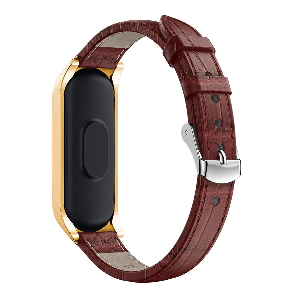 Premium Genuine Leather Replacement Watch Band for Xiaomi Mi Band 3 - Adjustable Wrist Strap Compatible with Fitness Trackers - Perfect for Workouts, Running & Everyday Wear