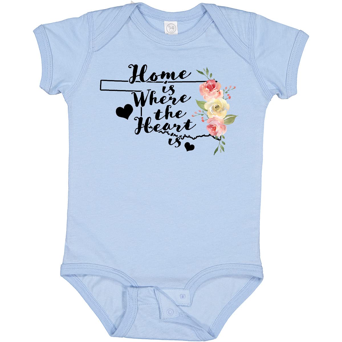 Inktastic Oklahoma Home is Where The Heart is Watercolor Baby Bodysuit - Soft Cotton Onesie for Newborns, Infants & Toddlers - Perfect for Family Photos, Holidays & Everyday Wear