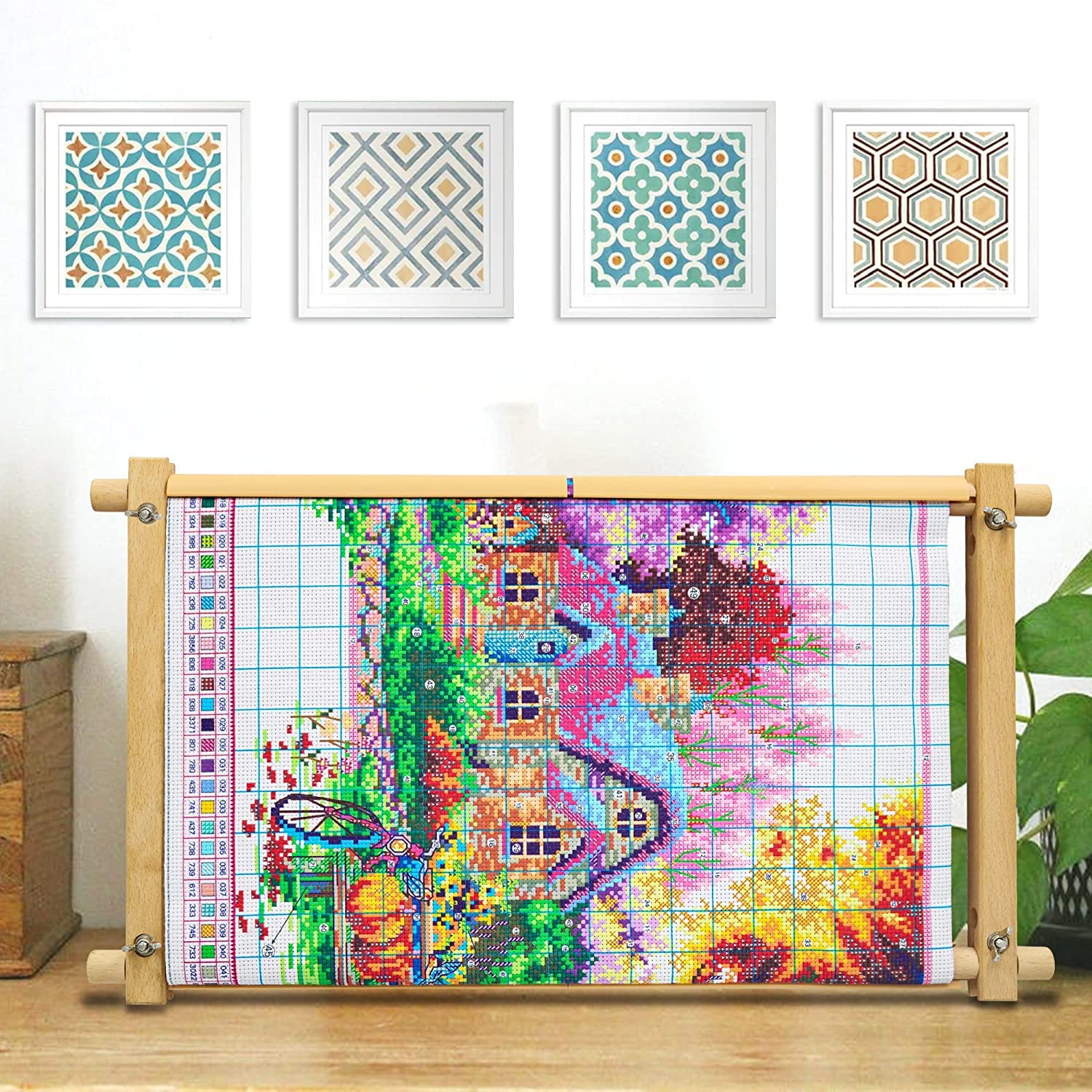 Beech Wood Tapestry Scroll Embroidery Frames - Needlepoint Cross Stitch Holder & Quilting Frame for Sewing, Cross Stitch and Embroidery Projects | Perfect for DIY Crafting, Home Decor and Gift Making
