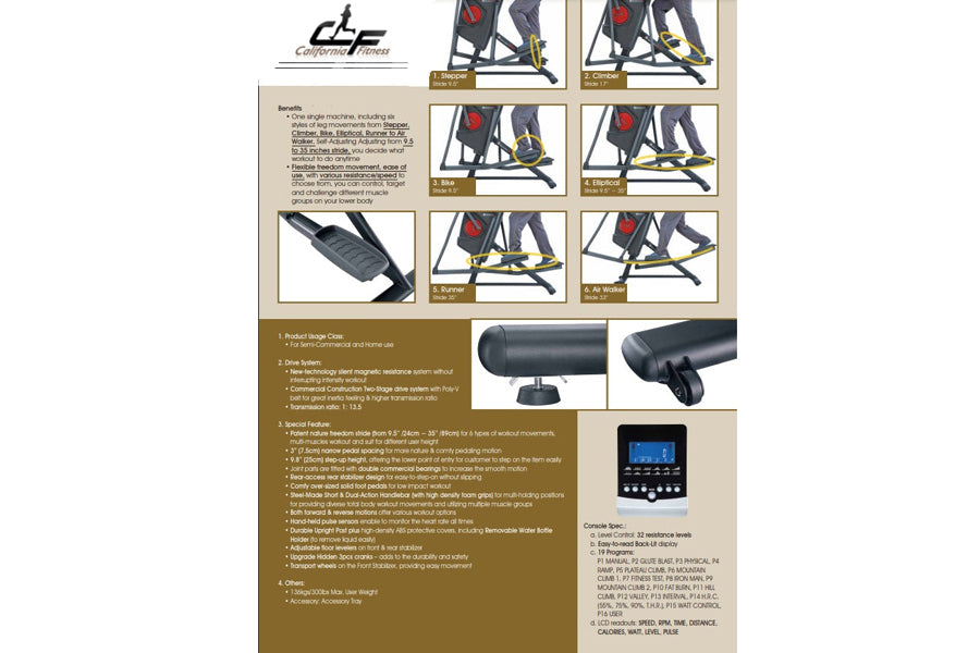 California Fitness AM3 Adaptive Motion Elliptical Machine - Low Impact Cardio Workout Equipment for Home Gym | Perfect for Small Spaces & Full-Body Training
